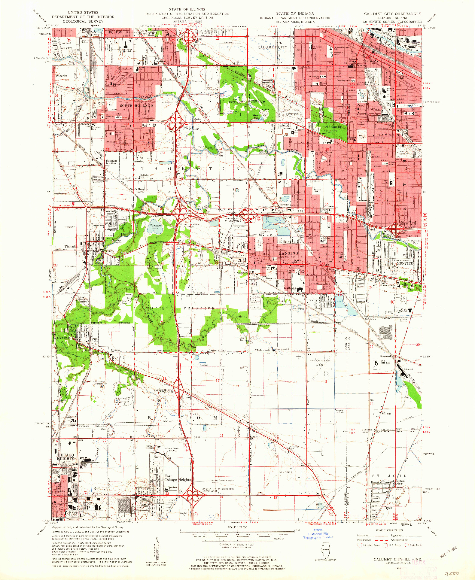 USGS 1:24000-SCALE QUADRANGLE FOR CALUMET CITY, IL 1960