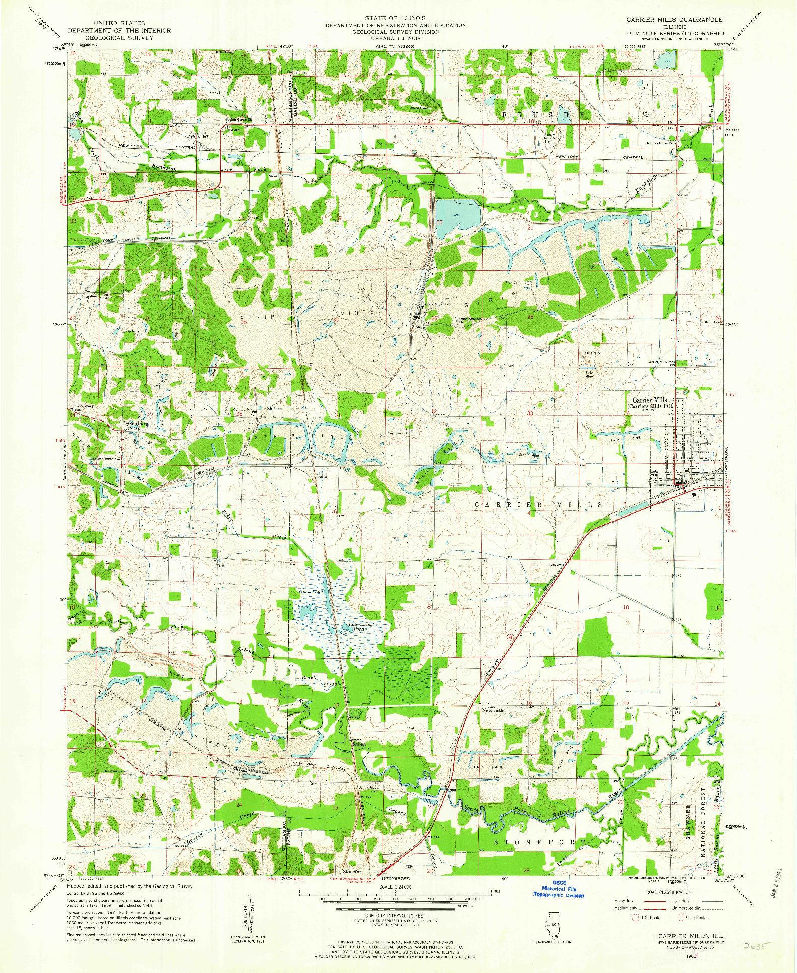 USGS 1:24000-SCALE QUADRANGLE FOR CARRIER MILLS, IL 1961