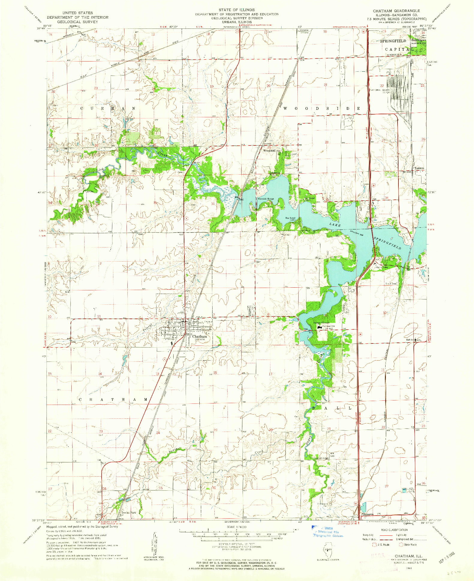 USGS 1:24000-SCALE QUADRANGLE FOR CHATHAM, IL 1961