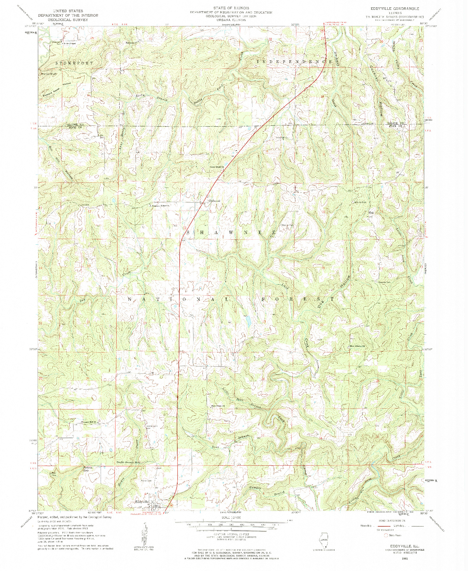USGS 1:24000-SCALE QUADRANGLE FOR EDDYVILLE, IL 1961