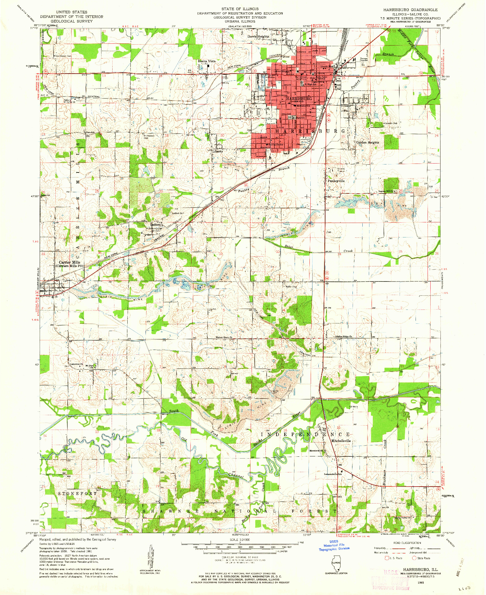 USGS 1:24000-SCALE QUADRANGLE FOR HARRISBURG, IL 1961