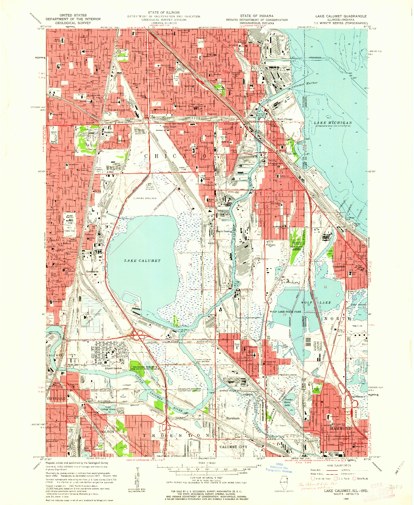 USGS 1:24000-SCALE QUADRANGLE FOR LAKE CALUMET, IL 1960