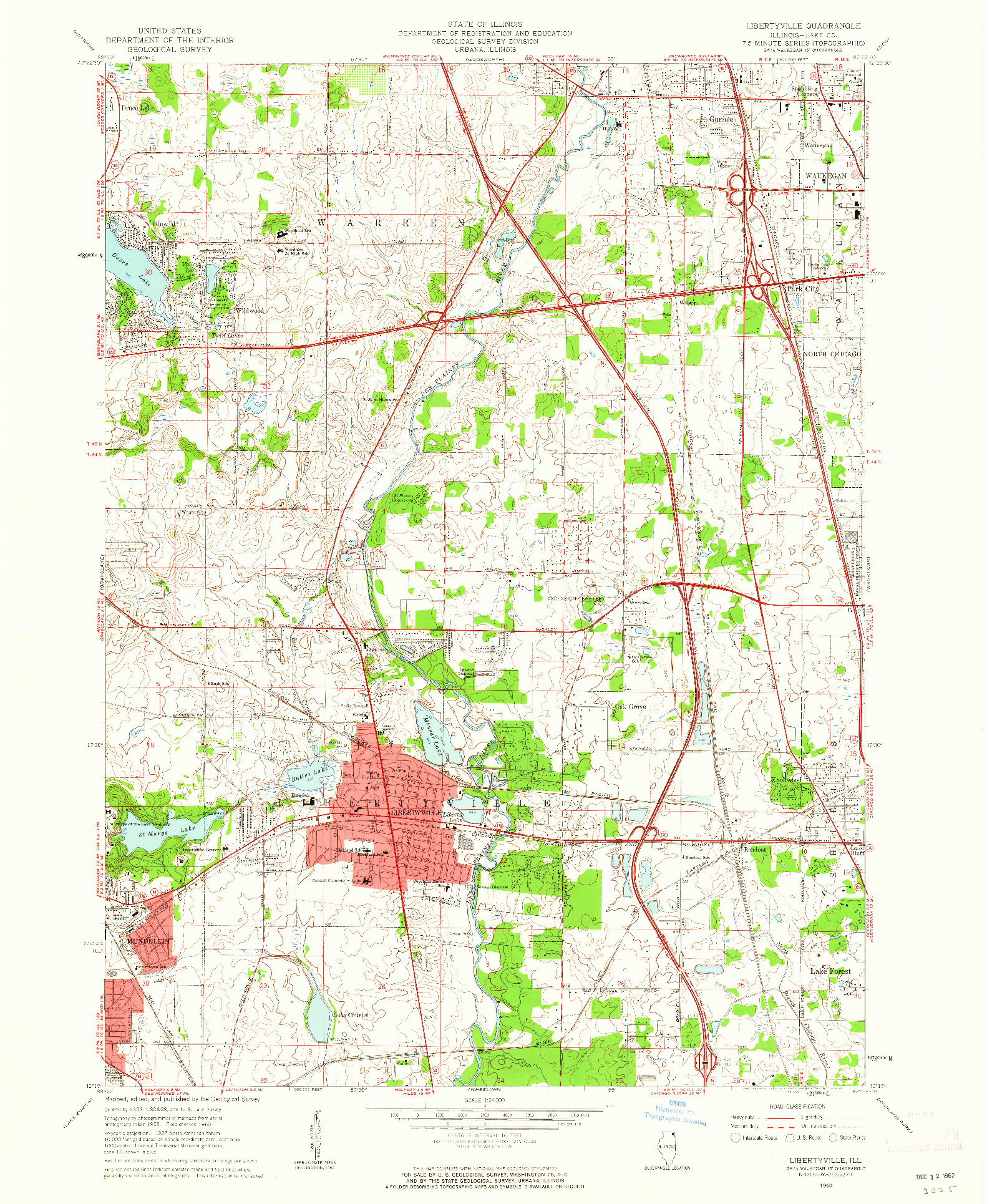 USGS 1:24000-SCALE QUADRANGLE FOR LIBERTYVILLE, IL 1960