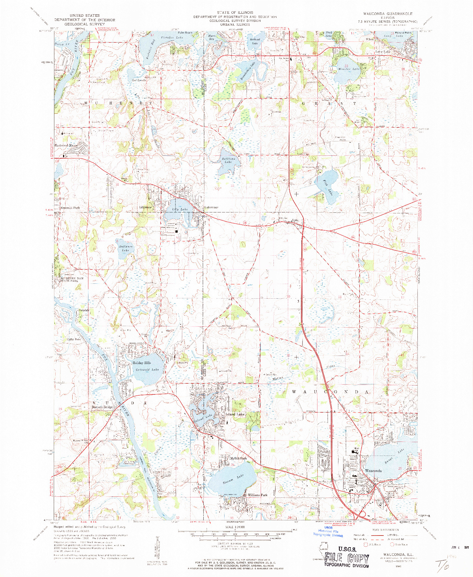 USGS 1:24000-SCALE QUADRANGLE FOR WAUCONDA, IL 1960