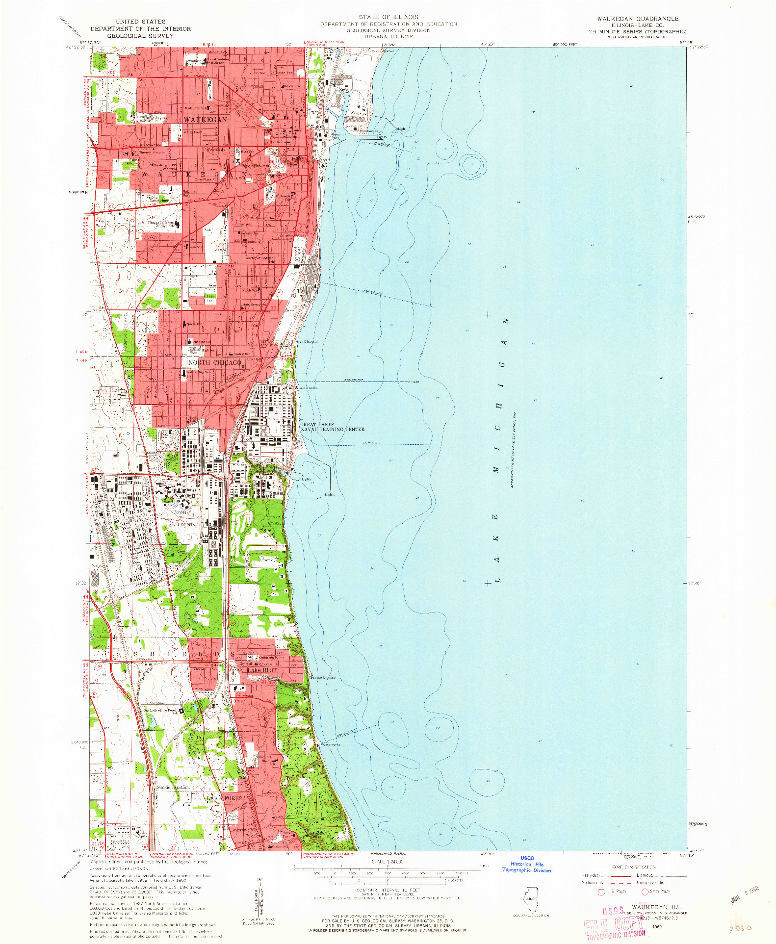 USGS 1:24000-SCALE QUADRANGLE FOR WEUKEGAN, IL 1960