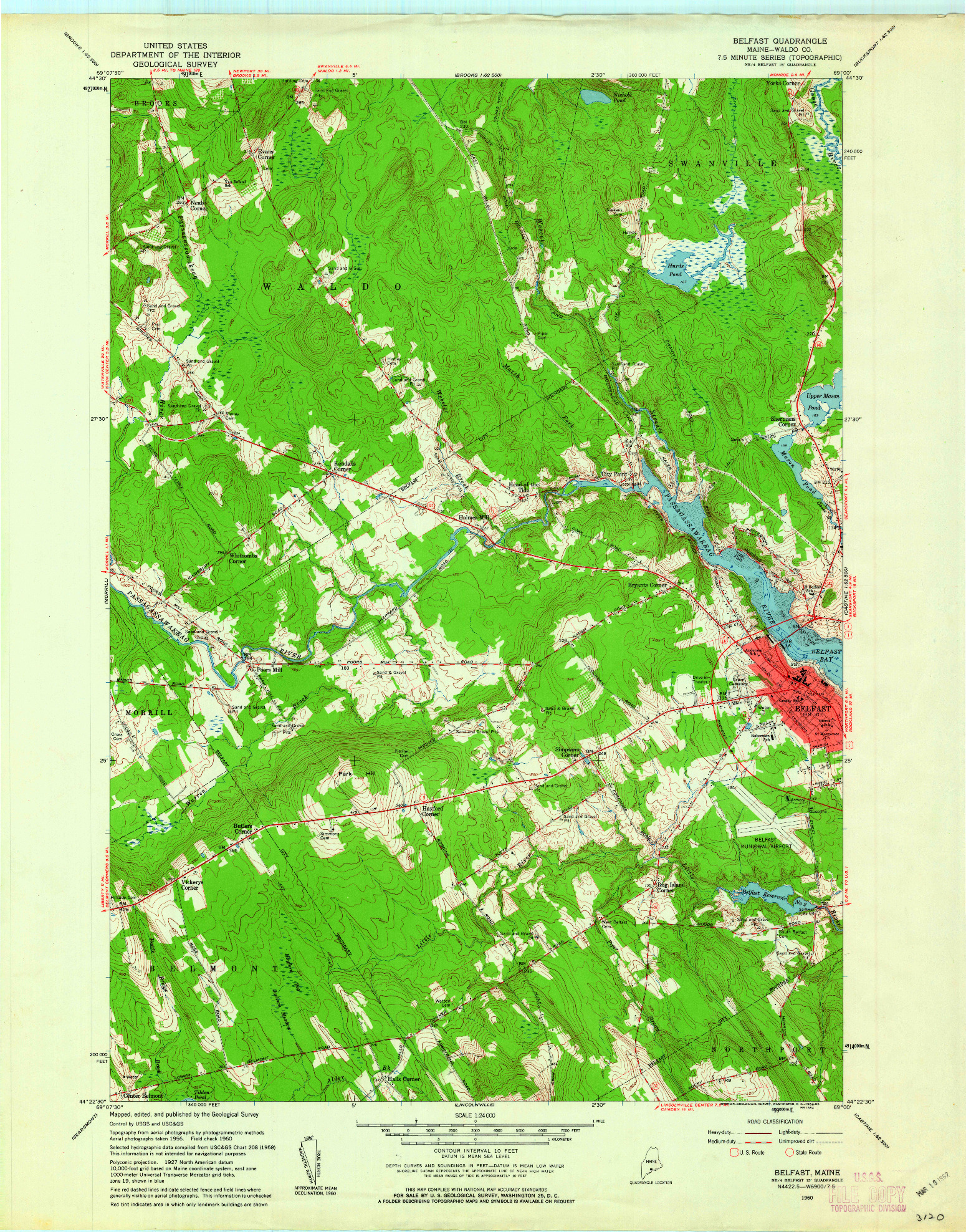 USGS 1:24000-SCALE QUADRANGLE FOR BELFAST, ME 1960