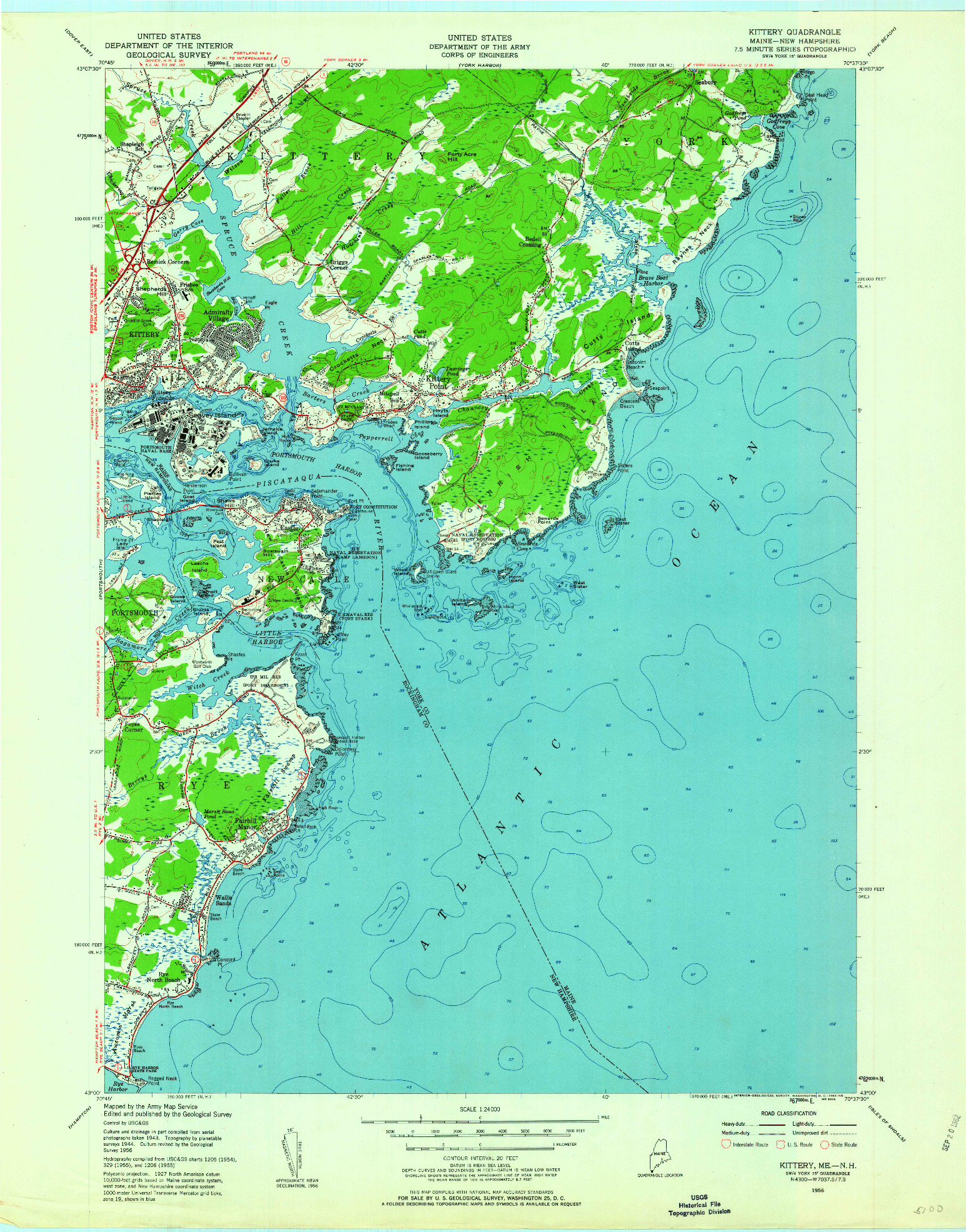 USGS 1:24000-SCALE QUADRANGLE FOR KITTERY, ME 1956