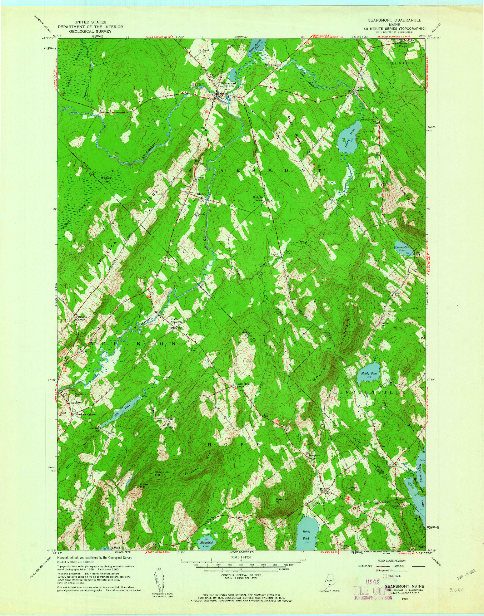 USGS 1:24000-SCALE QUADRANGLE FOR SEARSMONT, ME 1960