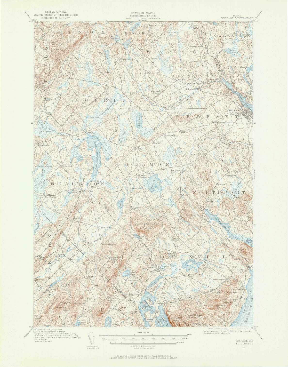 USGS 1:62500-SCALE QUADRANGLE FOR BELFAST, ME 1915