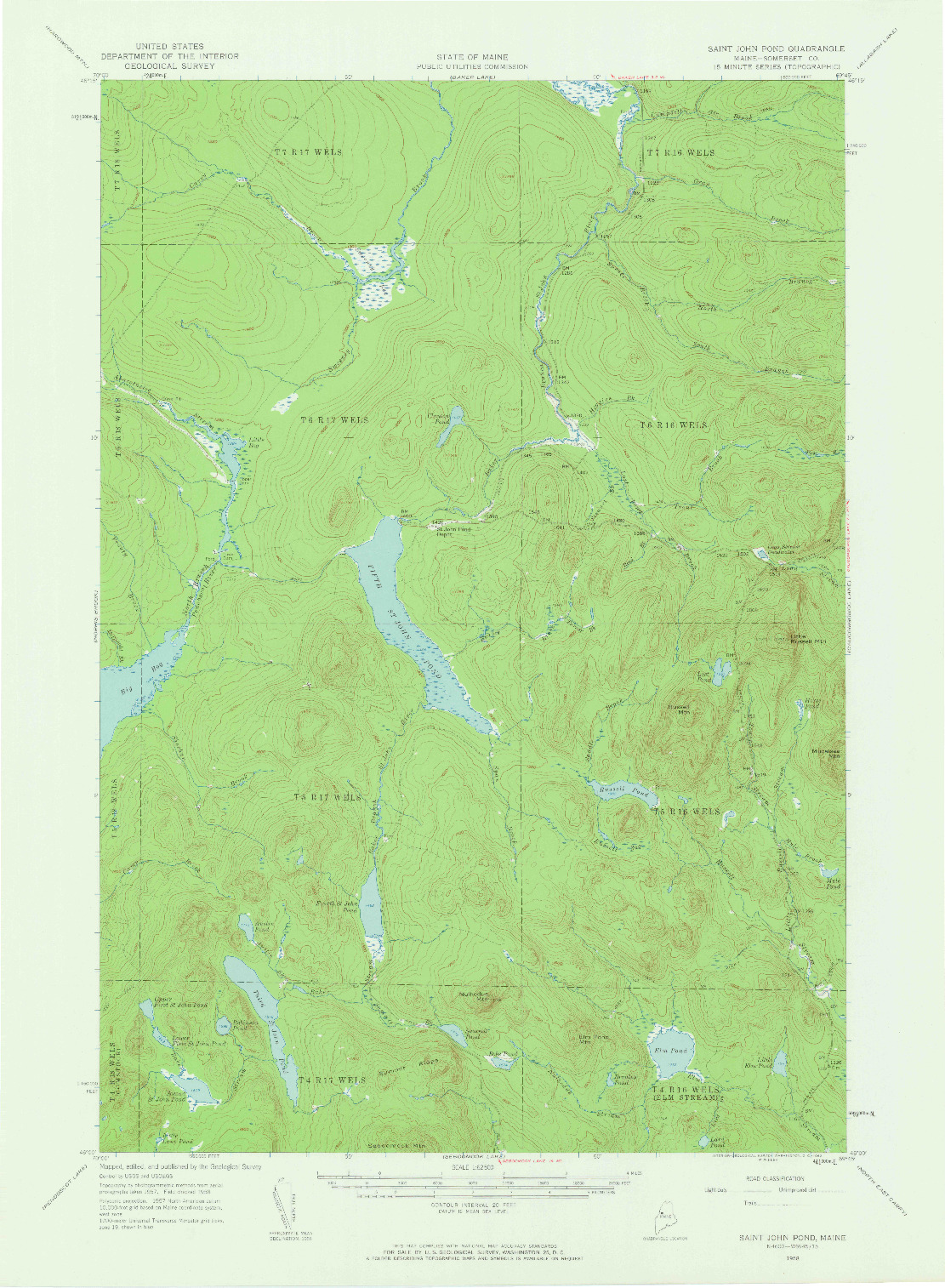 USGS 1:62500-SCALE QUADRANGLE FOR SAINT JOHN POND, ME 1958