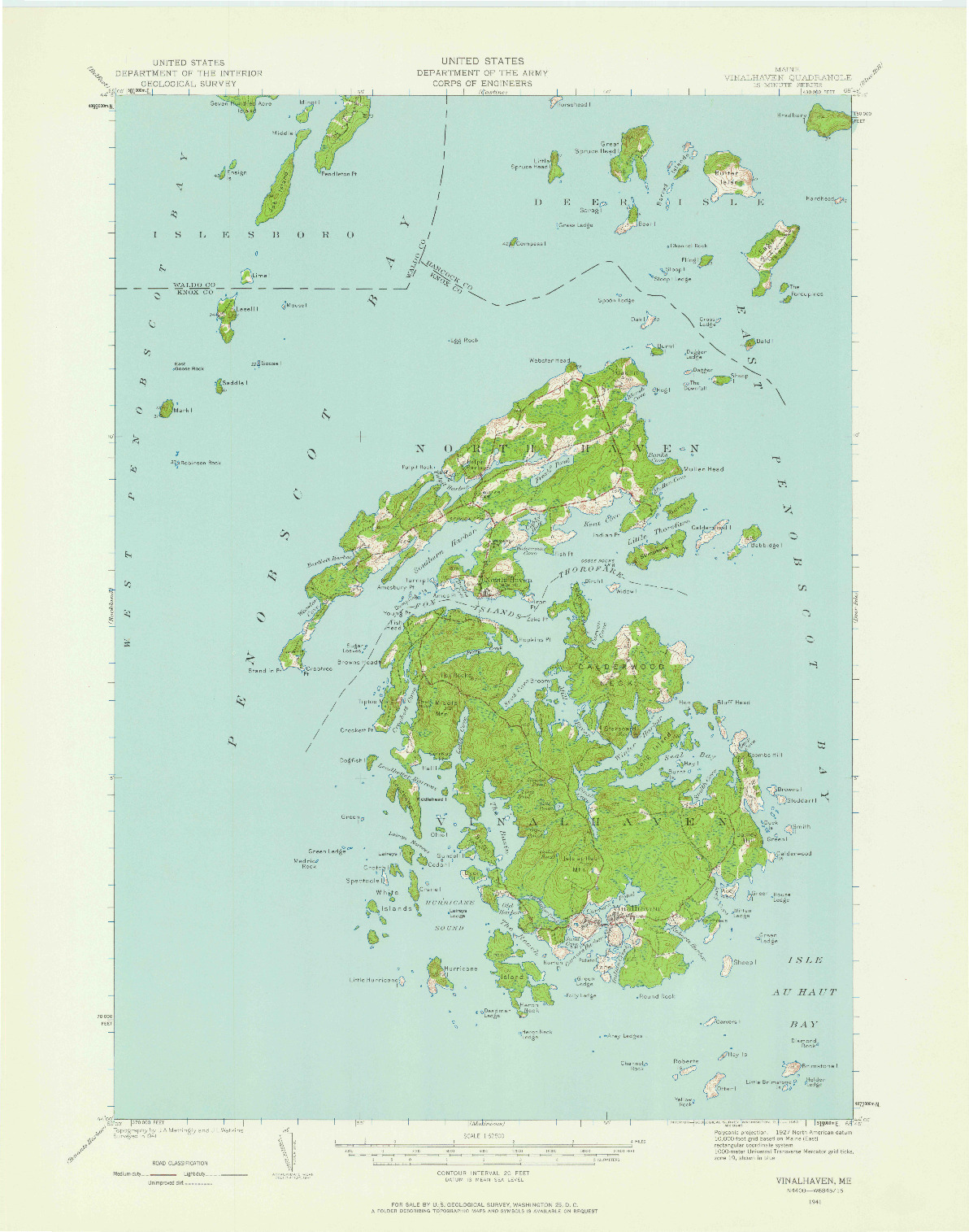 USGS 1:62500-SCALE QUADRANGLE FOR VINALHAVEN, ME 1941