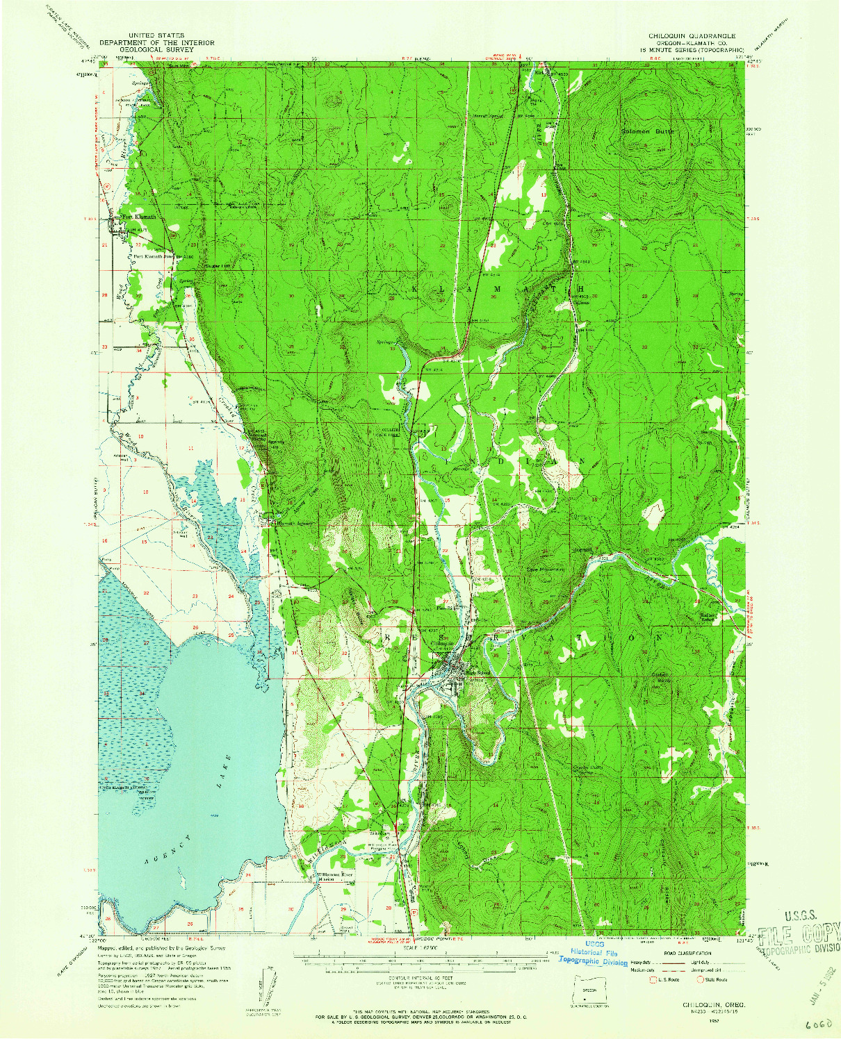 USGS 1:62500-SCALE QUADRANGLE FOR CHILOQUIN, OR 1957