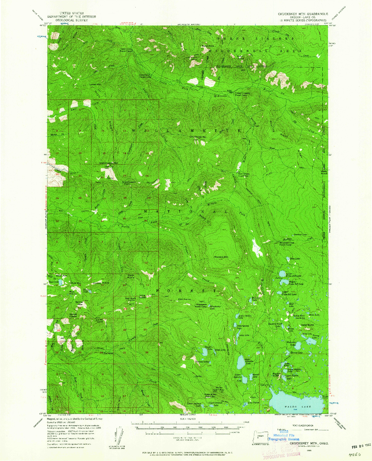 USGS 1:62500-SCALE QUADRANGLE FOR CHUCKSNEY MTN, OR 1955