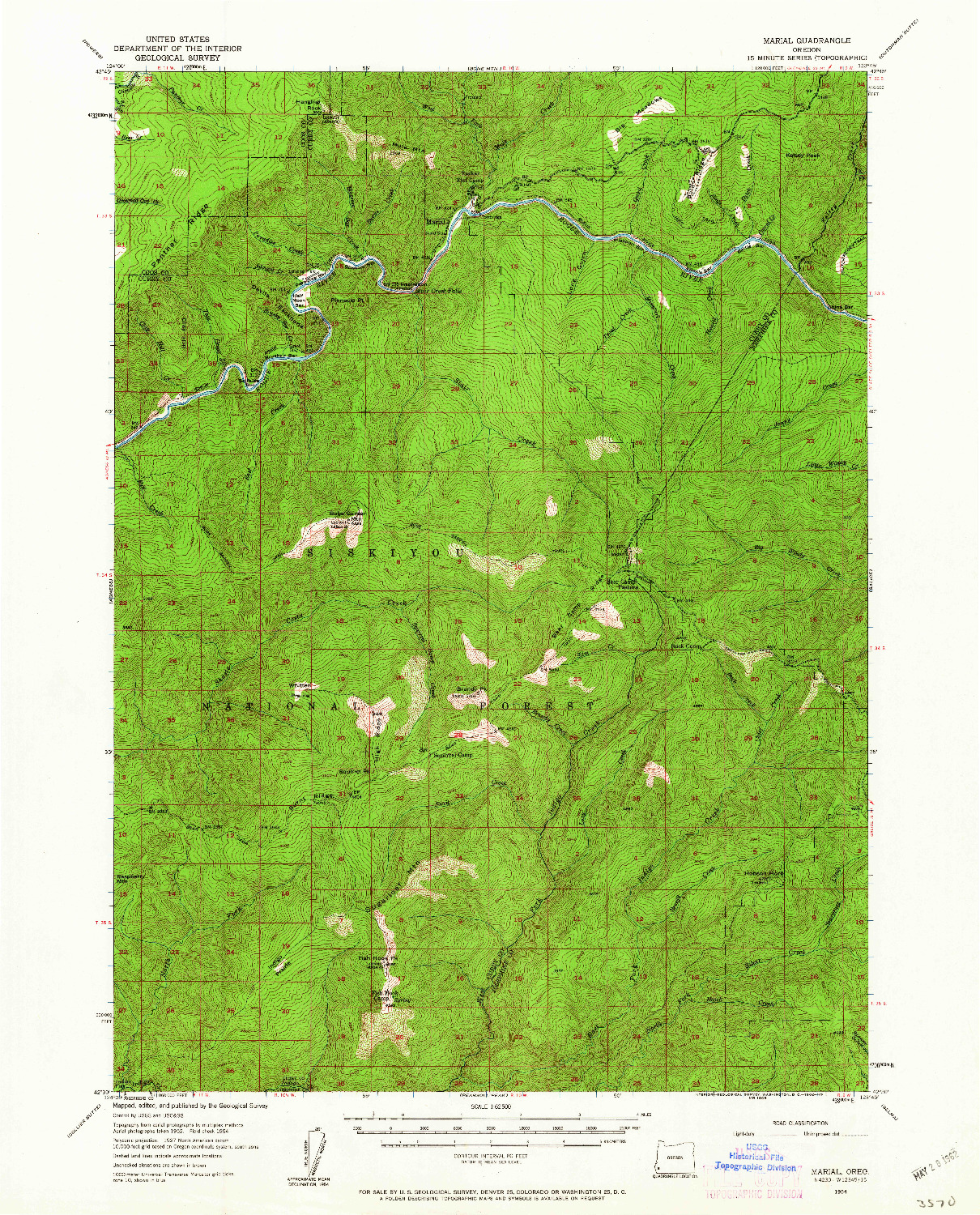 USGS 1:62500-SCALE QUADRANGLE FOR MARIAL, OR 1954