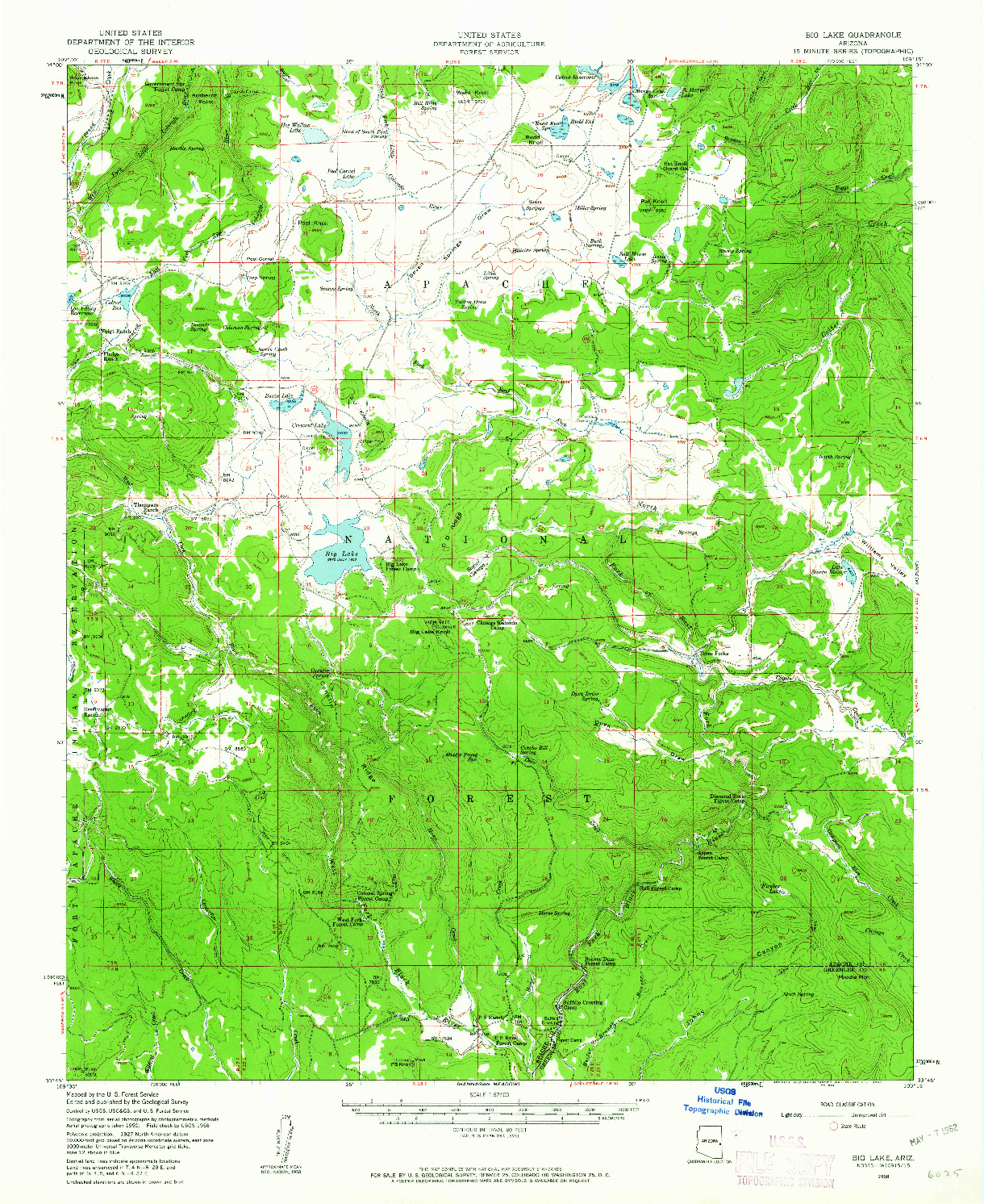 USGS 1:62500-SCALE QUADRANGLE FOR BIG LAKE, AZ 1958