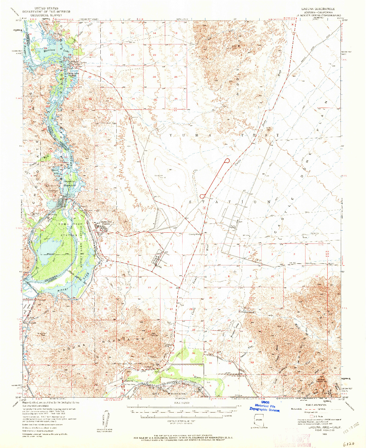 USGS 1:62500-SCALE QUADRANGLE FOR LAGUNA, AZ 1955