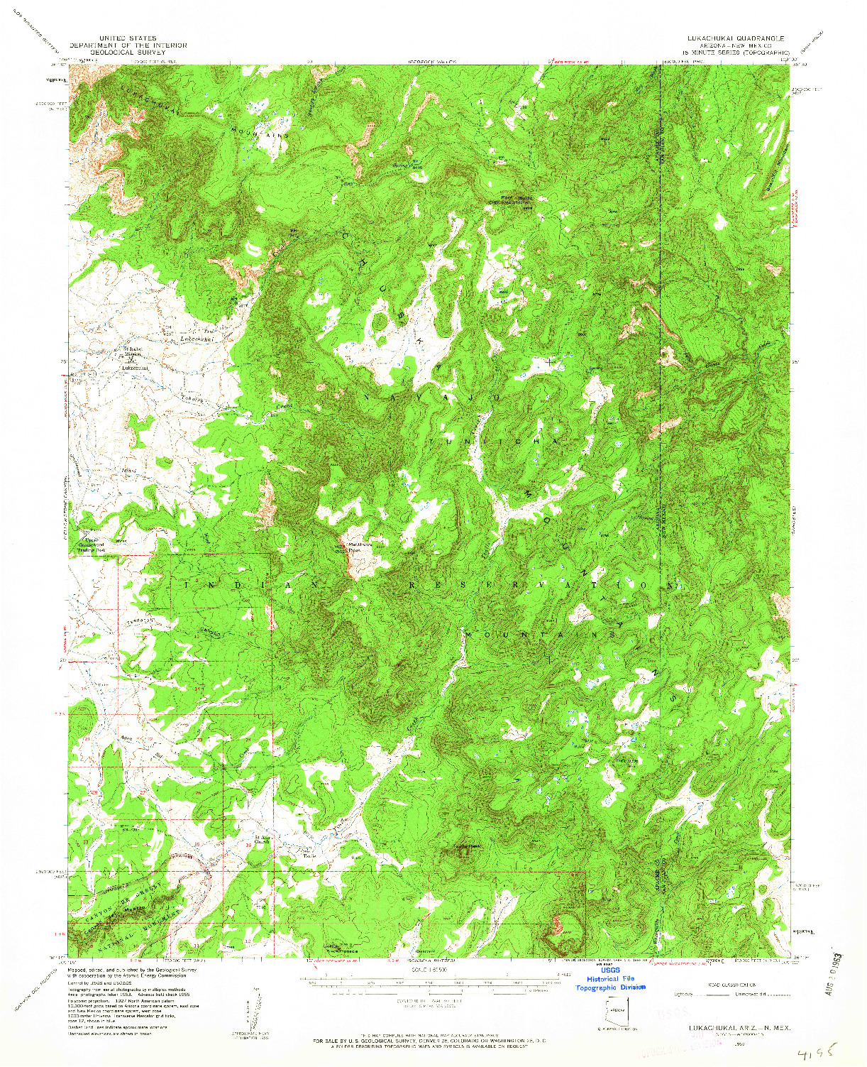 USGS 1:62500-SCALE QUADRANGLE FOR LUKACHUKAI, AZ 1955