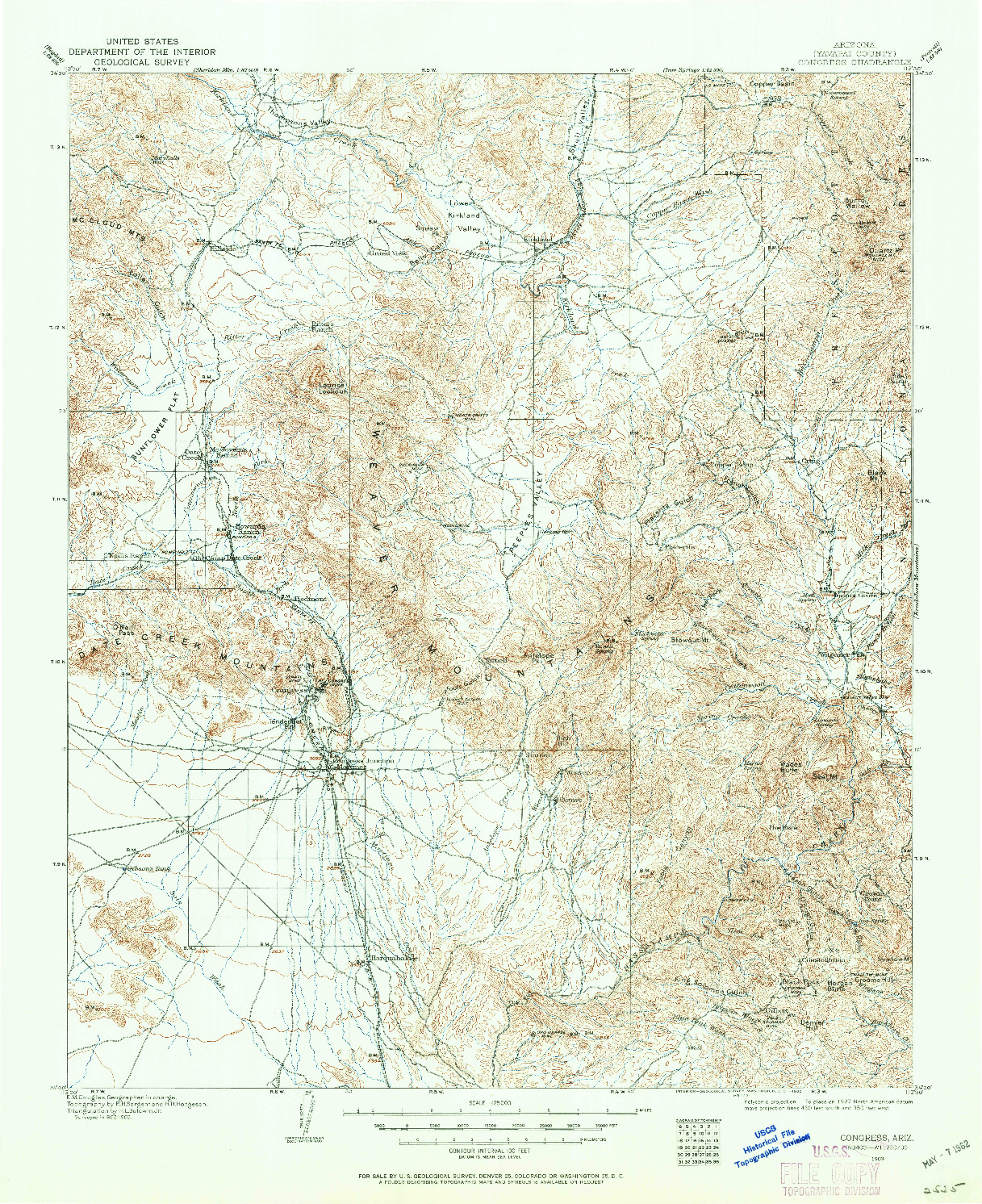 USGS 1:125000-SCALE QUADRANGLE FOR CONGRESS, AZ 1903