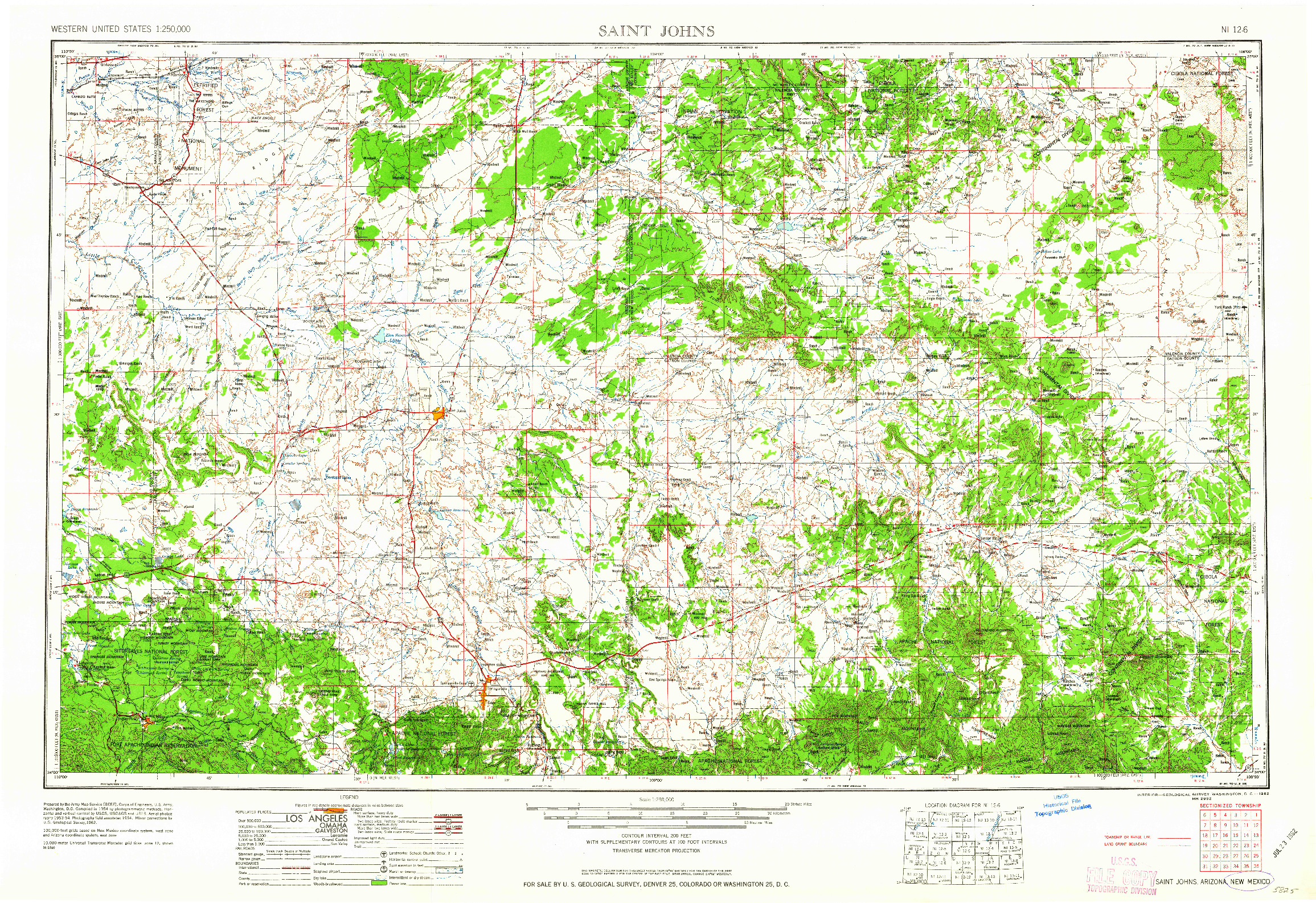 USGS 1:250000-SCALE QUADRANGLE FOR SAINT JOHNS, AZ 1962