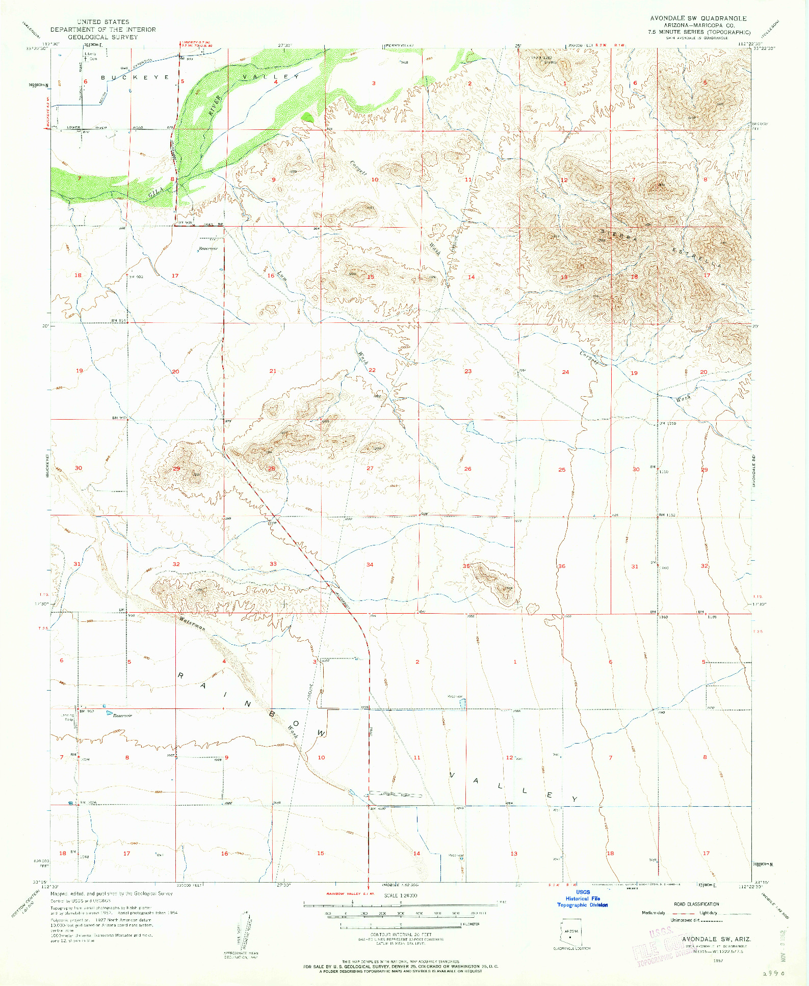 USGS 1:24000-SCALE QUADRANGLE FOR AVONDALE SW, AZ 1957