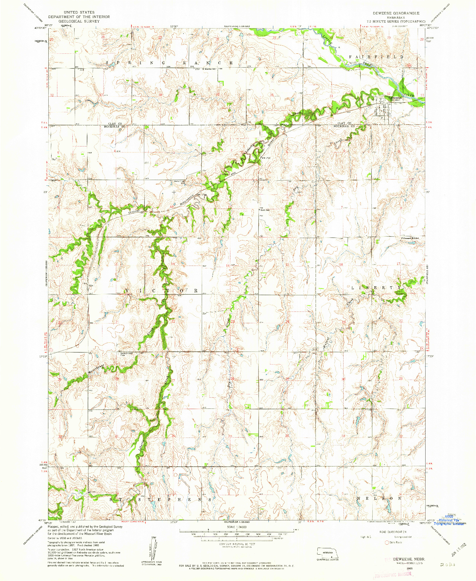 USGS 1:24000-SCALE QUADRANGLE FOR DEWEESE, NE 1960