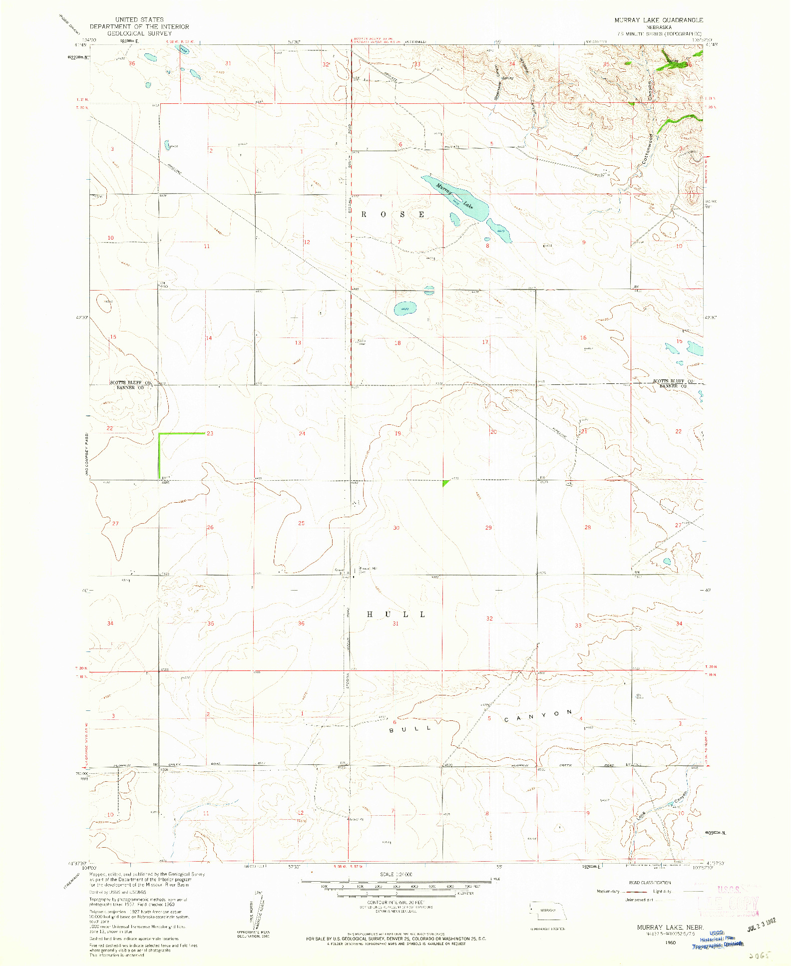 USGS 1:24000-SCALE QUADRANGLE FOR MURRAY LAKE, NE 1960