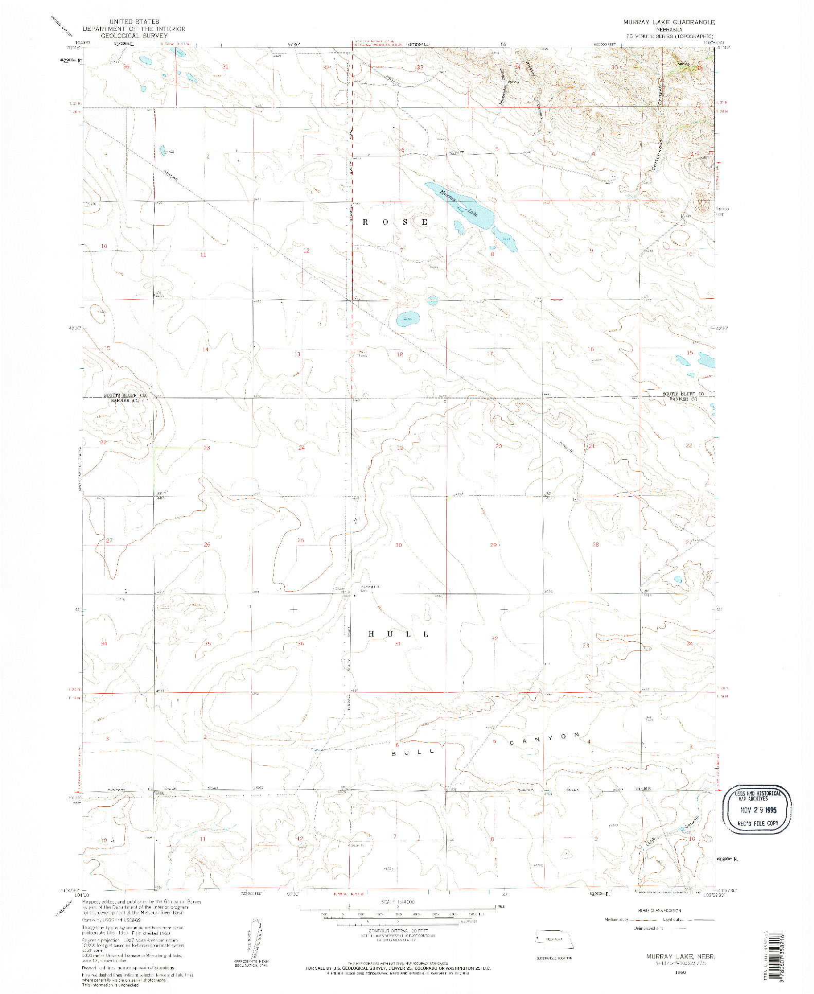USGS 1:24000-SCALE QUADRANGLE FOR MURRAY LAKE, NE 1960