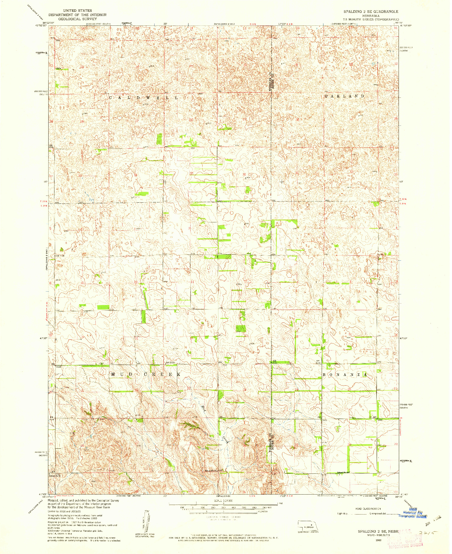 USGS 1:24000-SCALE QUADRANGLE FOR SPALDING 2 SE, NE 1960