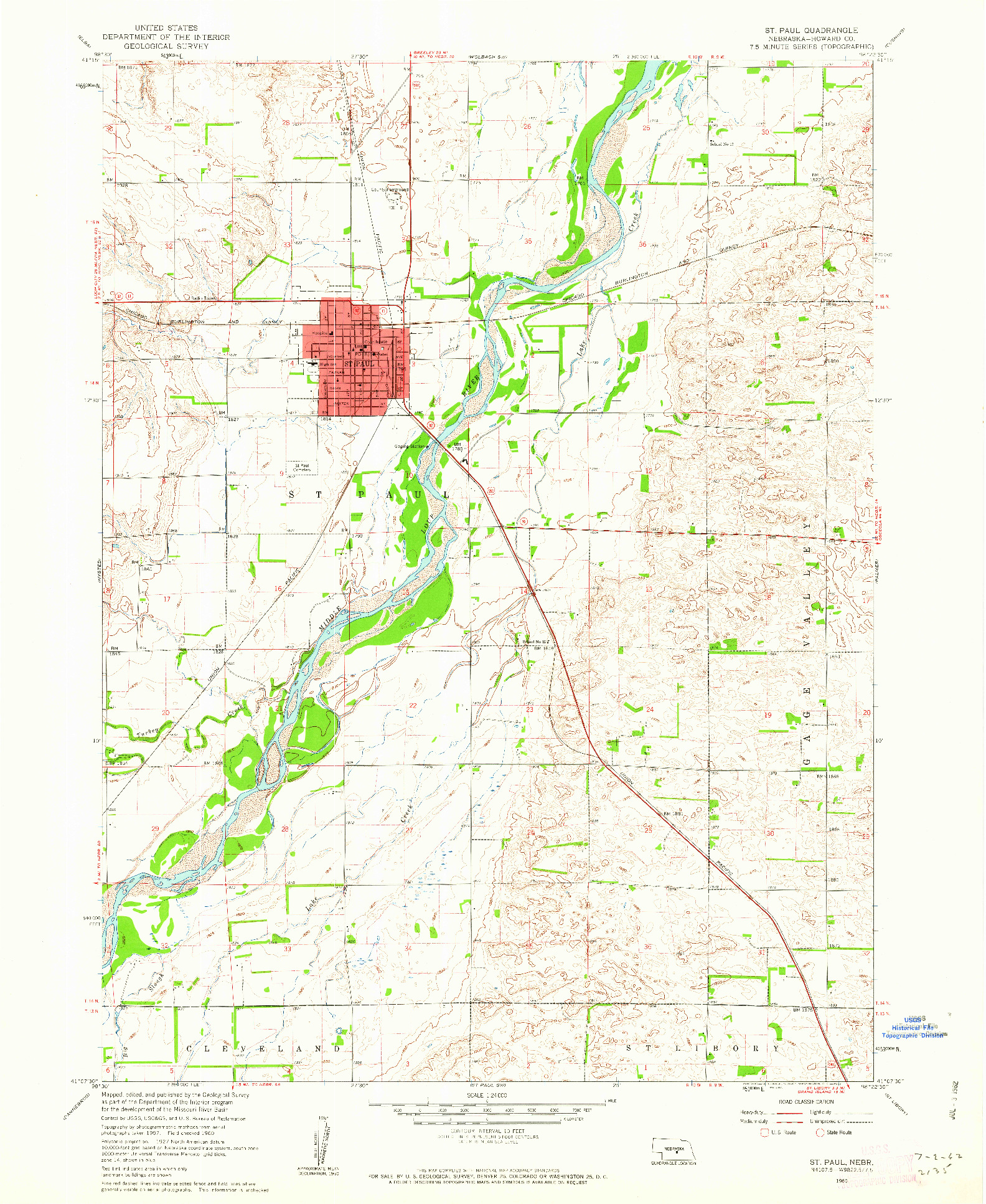 USGS 1:24000-SCALE QUADRANGLE FOR ST. PAUL, NE 1960