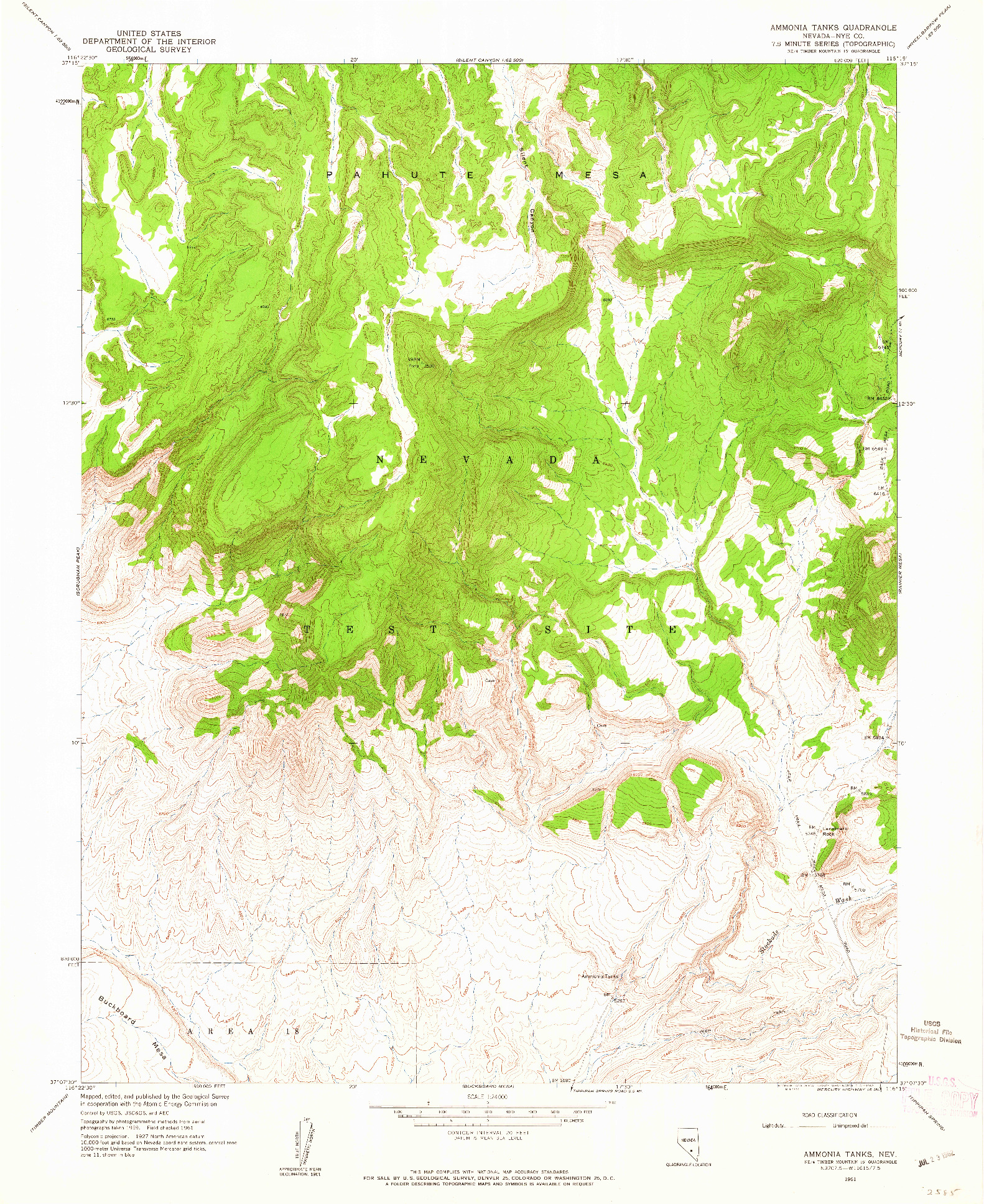 USGS 1:24000-SCALE QUADRANGLE FOR AMMONIA TANKS, NV 1961