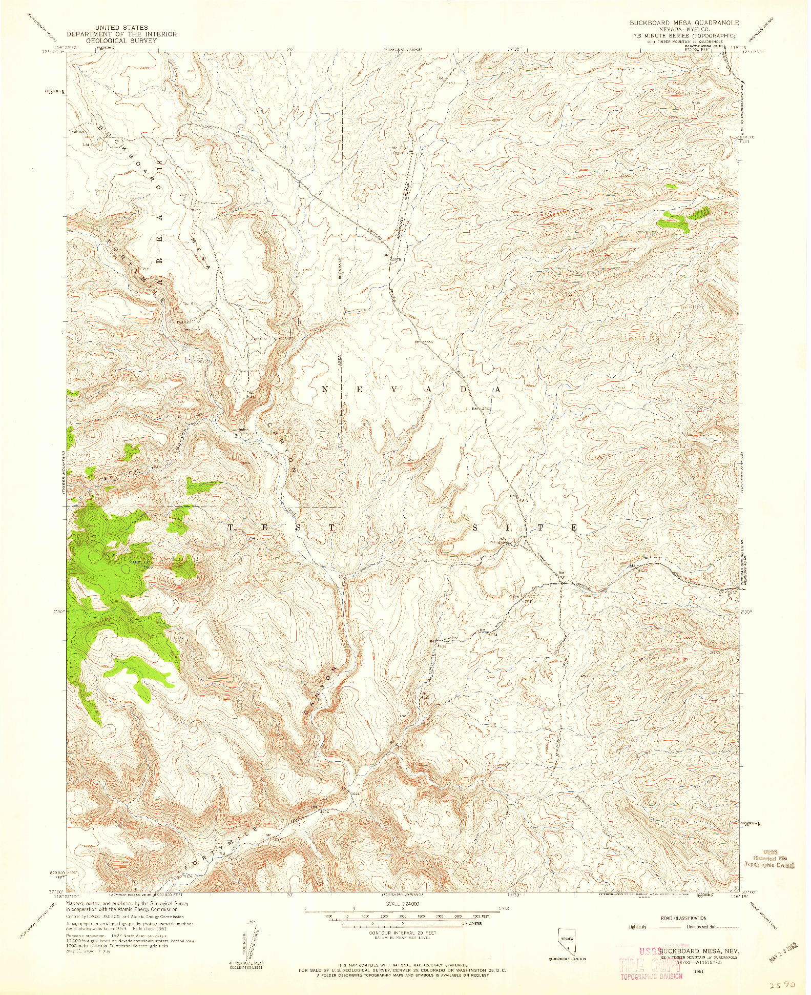 USGS 1:24000-SCALE QUADRANGLE FOR BUCKBOARD MESA, NV 1961