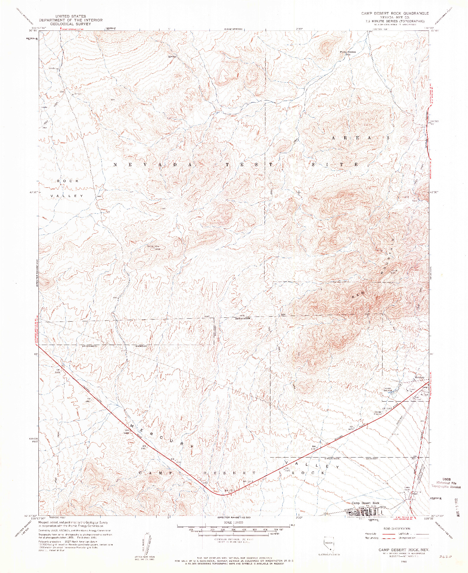 USGS 1:24000-SCALE QUADRANGLE FOR CAMP DESERT ROCK, NV 1961