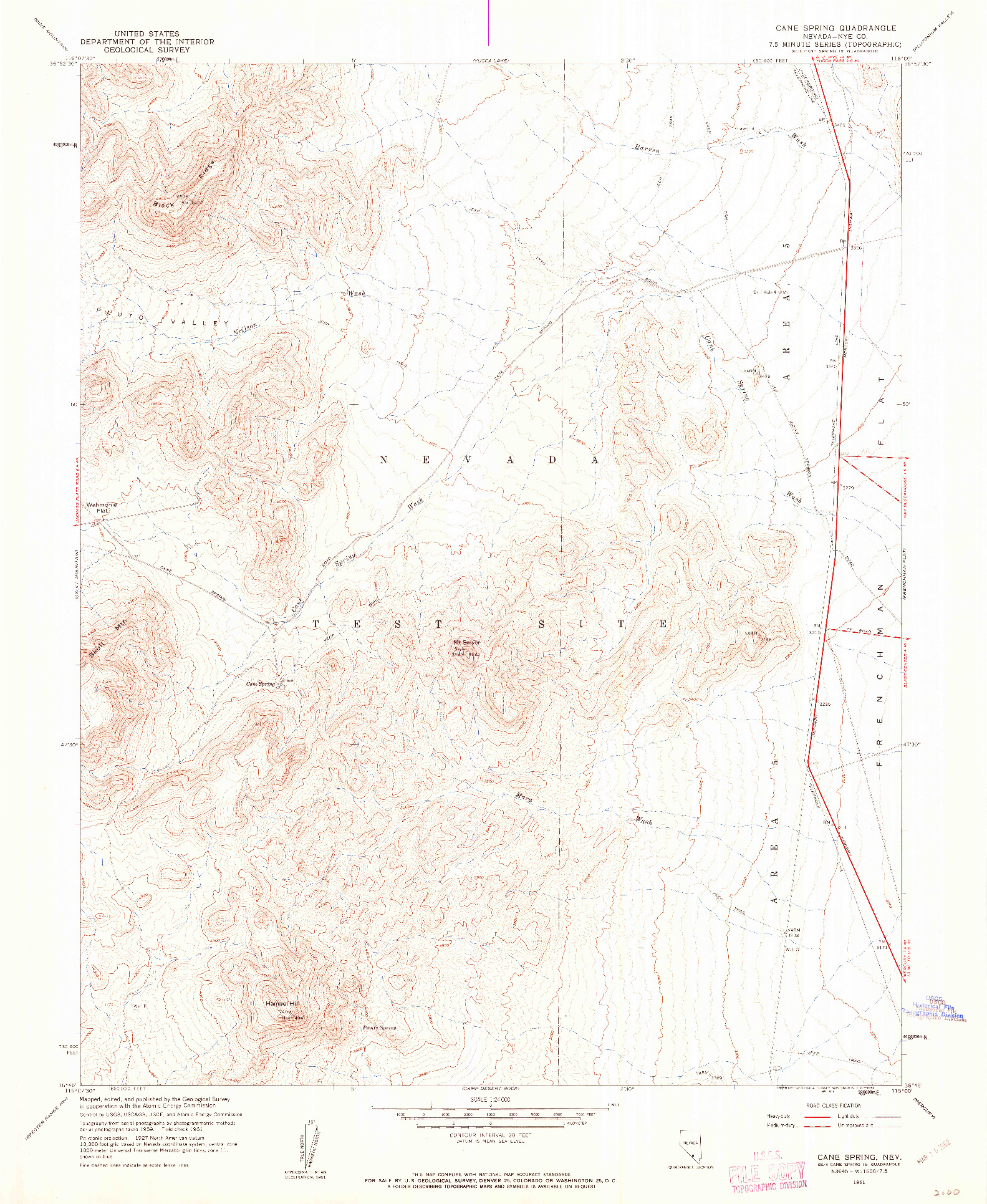 USGS 1:24000-SCALE QUADRANGLE FOR CANE SPRING, NV 1961