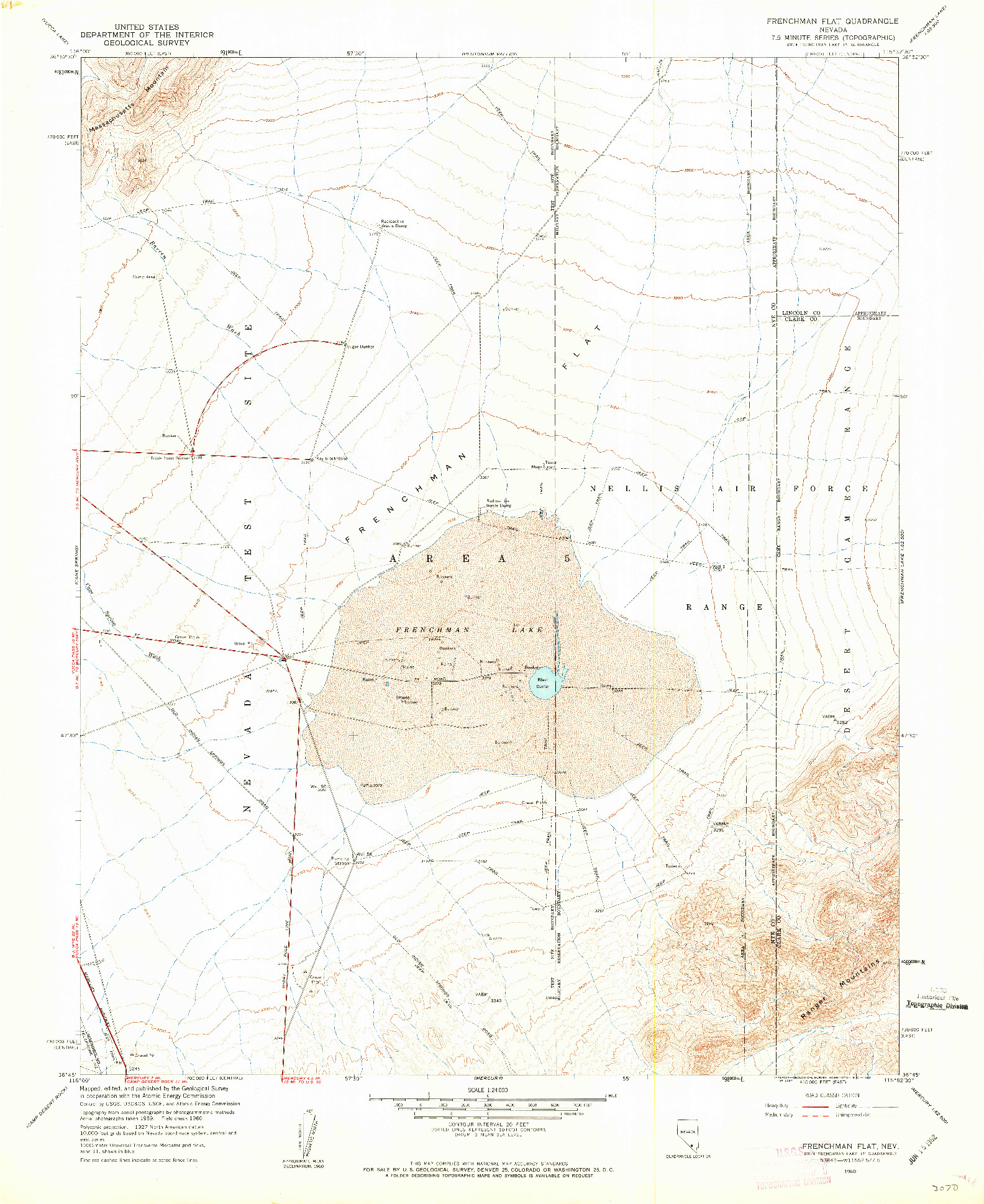 USGS 1:24000-SCALE QUADRANGLE FOR FRENCHMAN FLAT, NV 1960