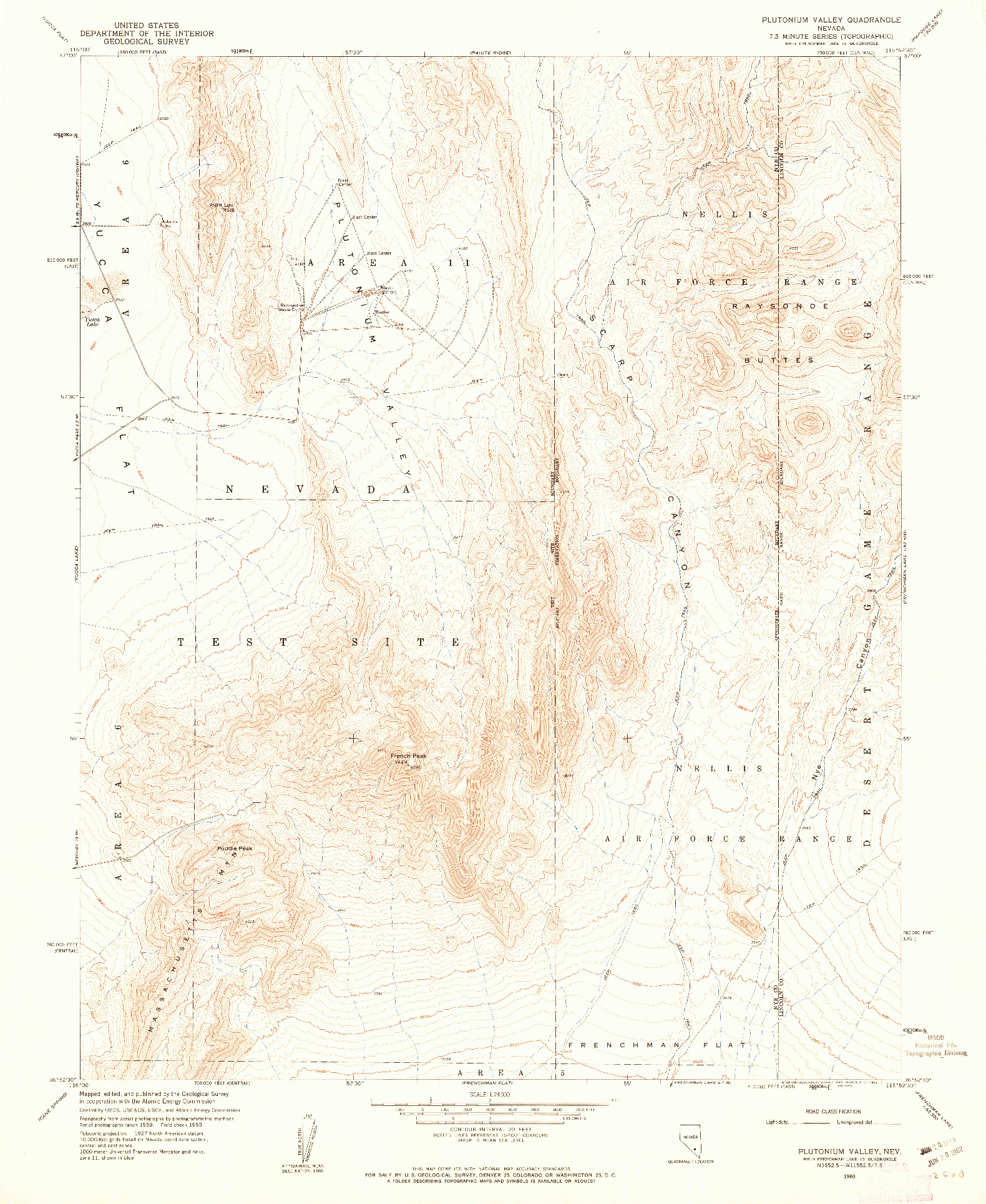 USGS 1:24000-SCALE QUADRANGLE FOR PLUTONIUM VALLEY, NV 1960