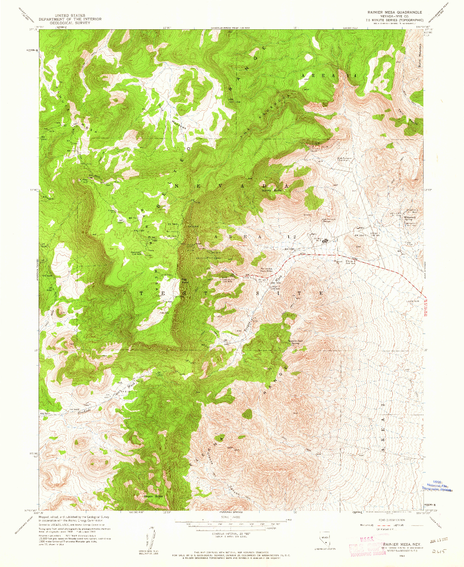 USGS 1:24000-SCALE QUADRANGLE FOR RAINIER MESA, NV 1961