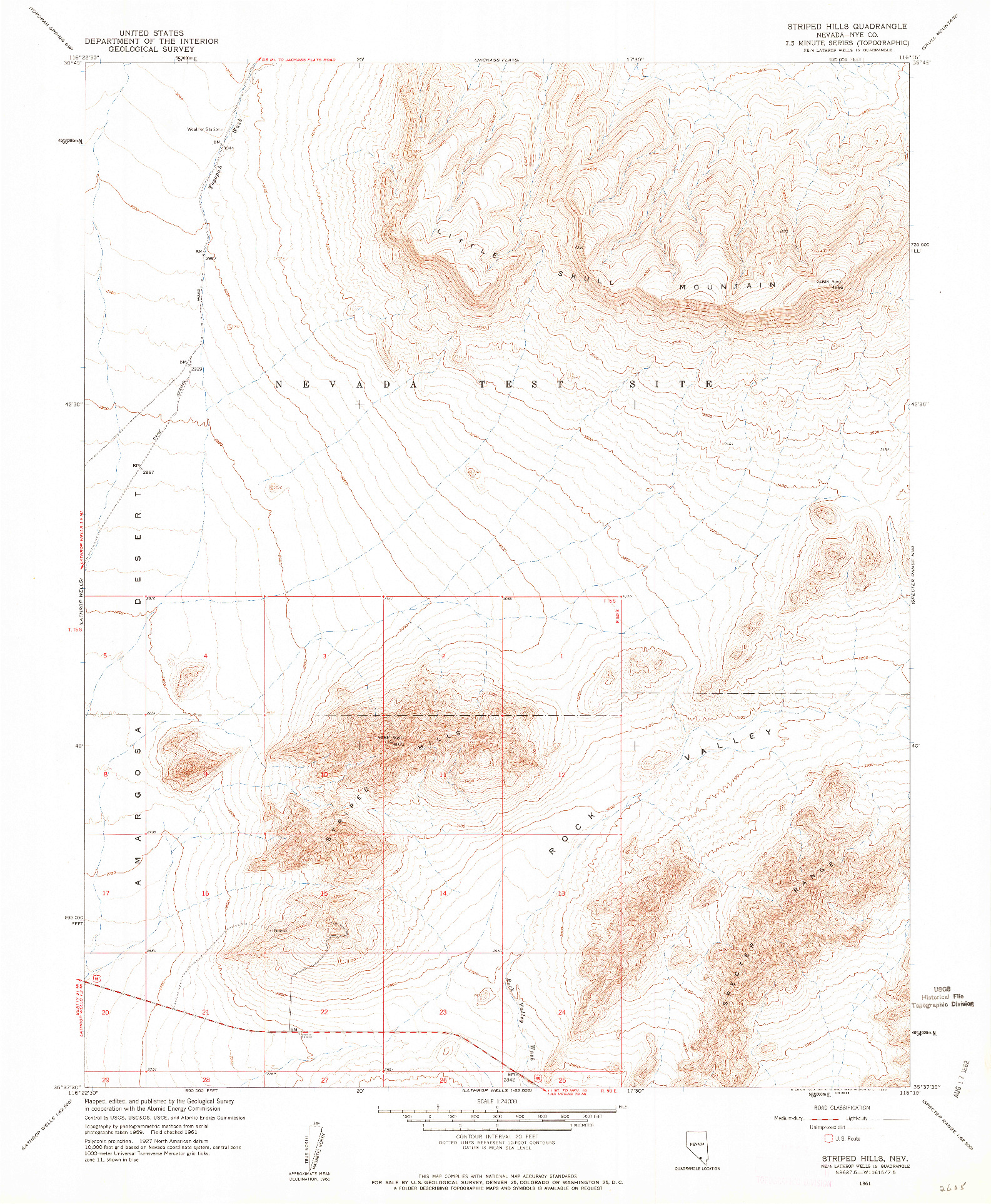 USGS 1:24000-SCALE QUADRANGLE FOR STRIPED HILLS, NV 1961