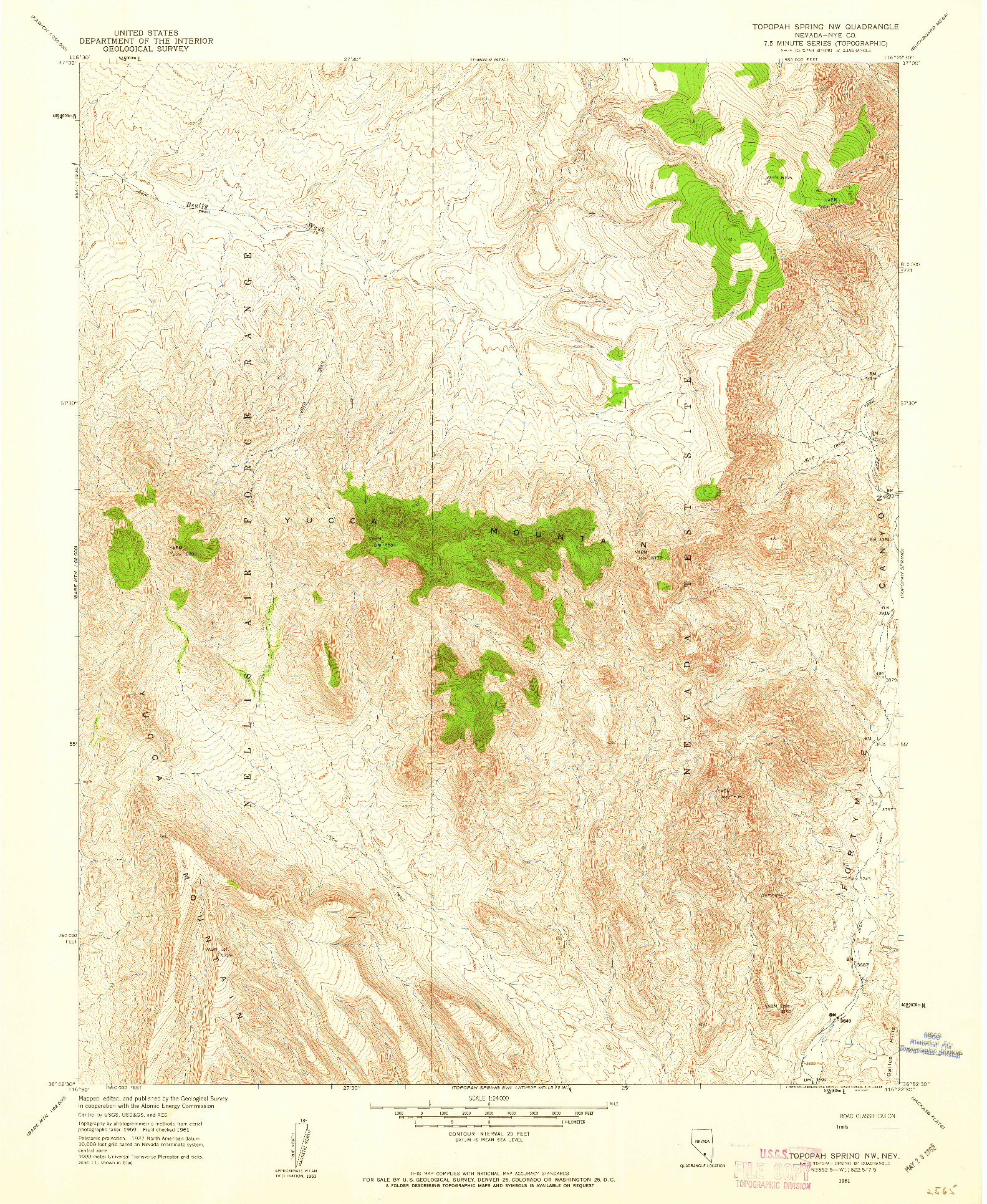 USGS 1:24000-SCALE QUADRANGLE FOR TOPOPAH SPRING NW, NV 1961