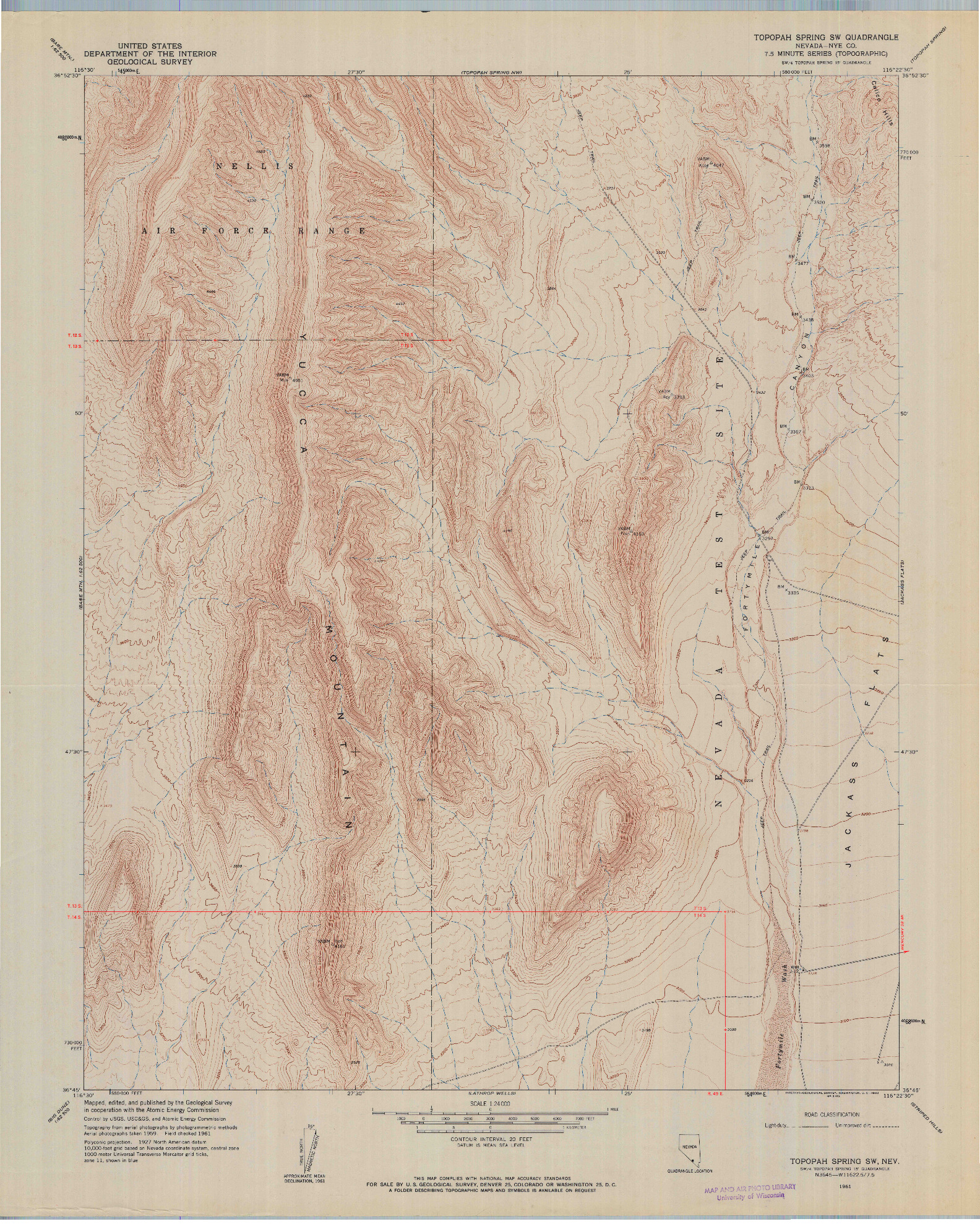 USGS 1:24000-SCALE QUADRANGLE FOR TOPOPAH SPRING SW, NV 1961