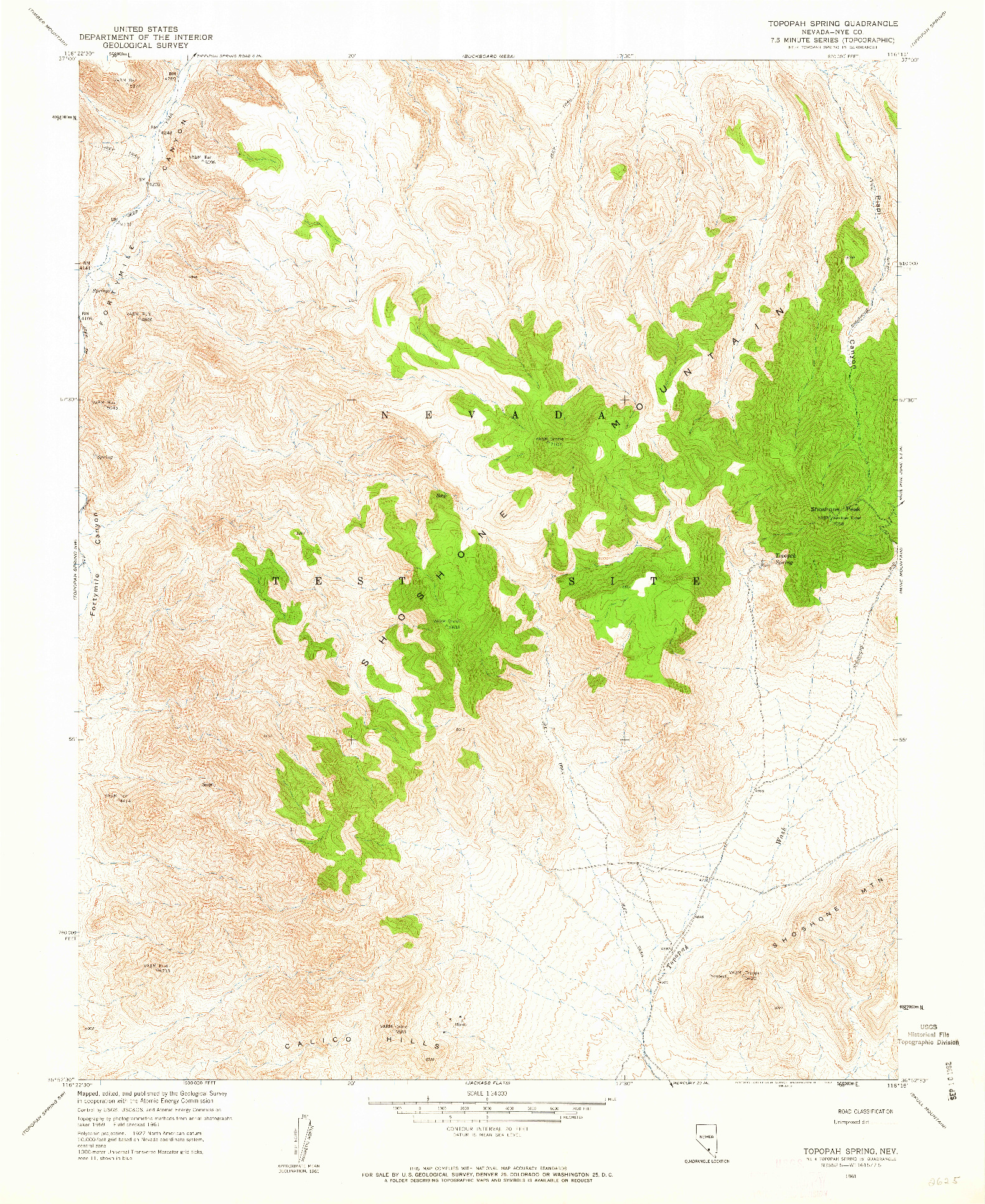 USGS 1:24000-SCALE QUADRANGLE FOR TOPOPAH SPRING, NV 1961