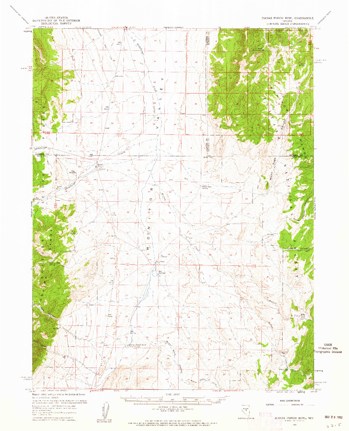 USGS 1:62500-SCALE QUADRANGLE FOR DIANAS PUNCH BOWL, NV 1960