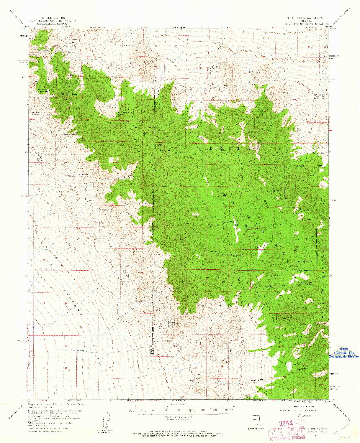 USGS 1:62500-SCALE QUADRANGLE FOR MT. STIRLING, NV 1957