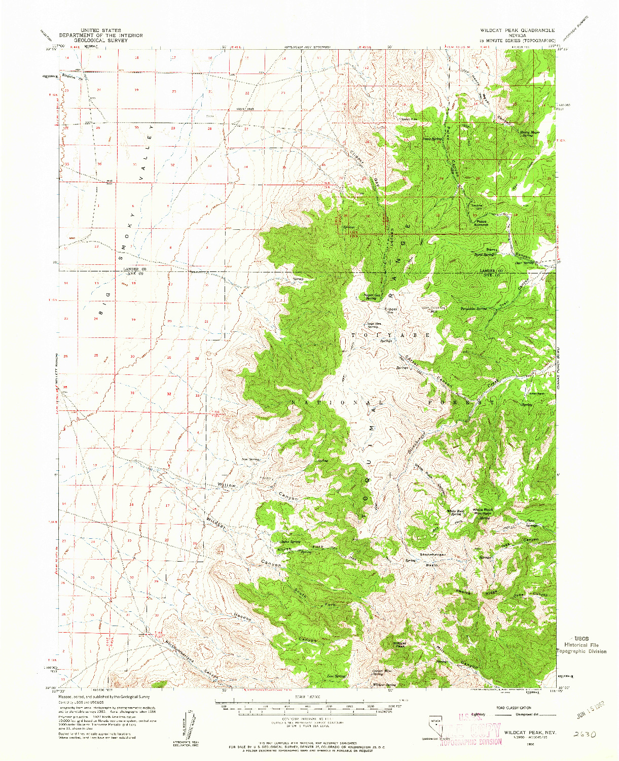 USGS 1:62500-SCALE QUADRANGLE FOR WILDCAT PEAK, NV 1960