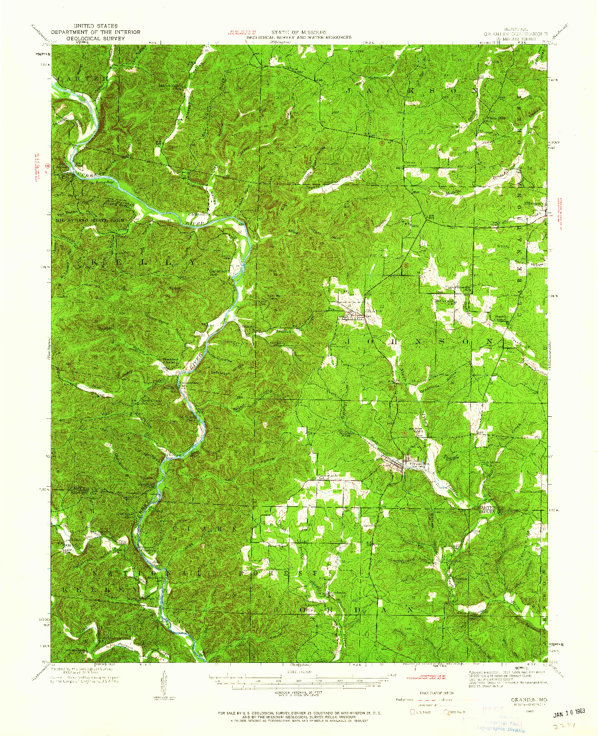 USGS 1:62500-SCALE QUADRANGLE FOR GRANDIN, MO 1944