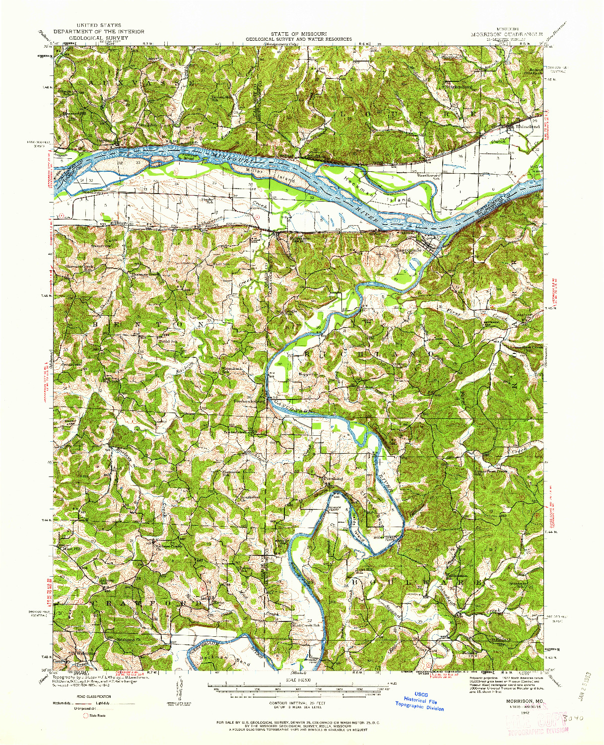 USGS 1:62500-SCALE QUADRANGLE FOR MORRISON, MO 1942