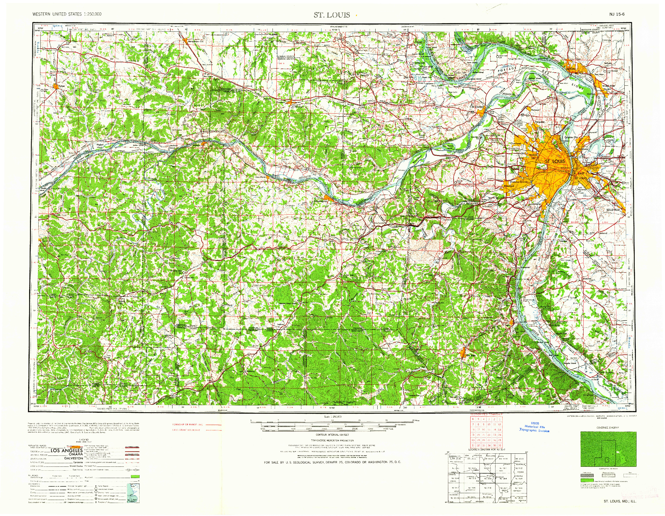 USGS 1:250000-SCALE QUADRANGLE FOR ST. LOUIS, MO 1962