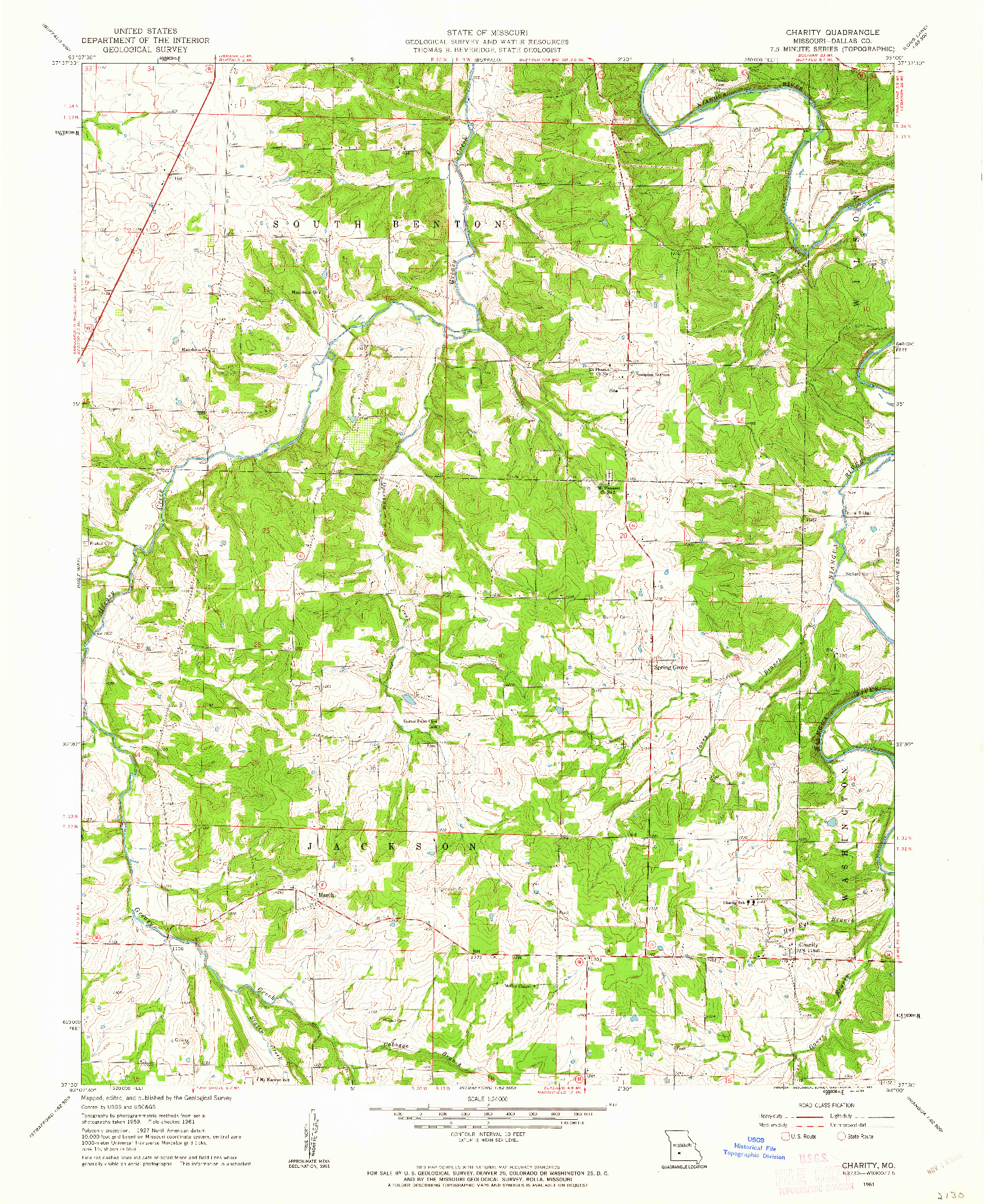 USGS 1:24000-SCALE QUADRANGLE FOR CHARITY, MO 1961