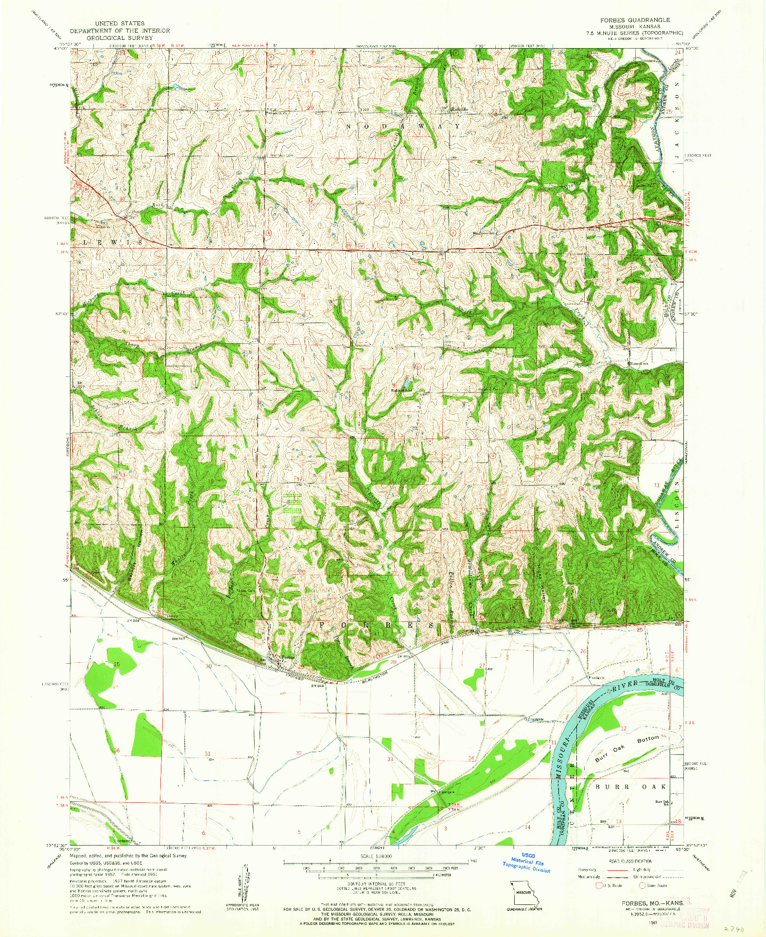 USGS 1:24000-SCALE QUADRANGLE FOR FORBES, MO 1961