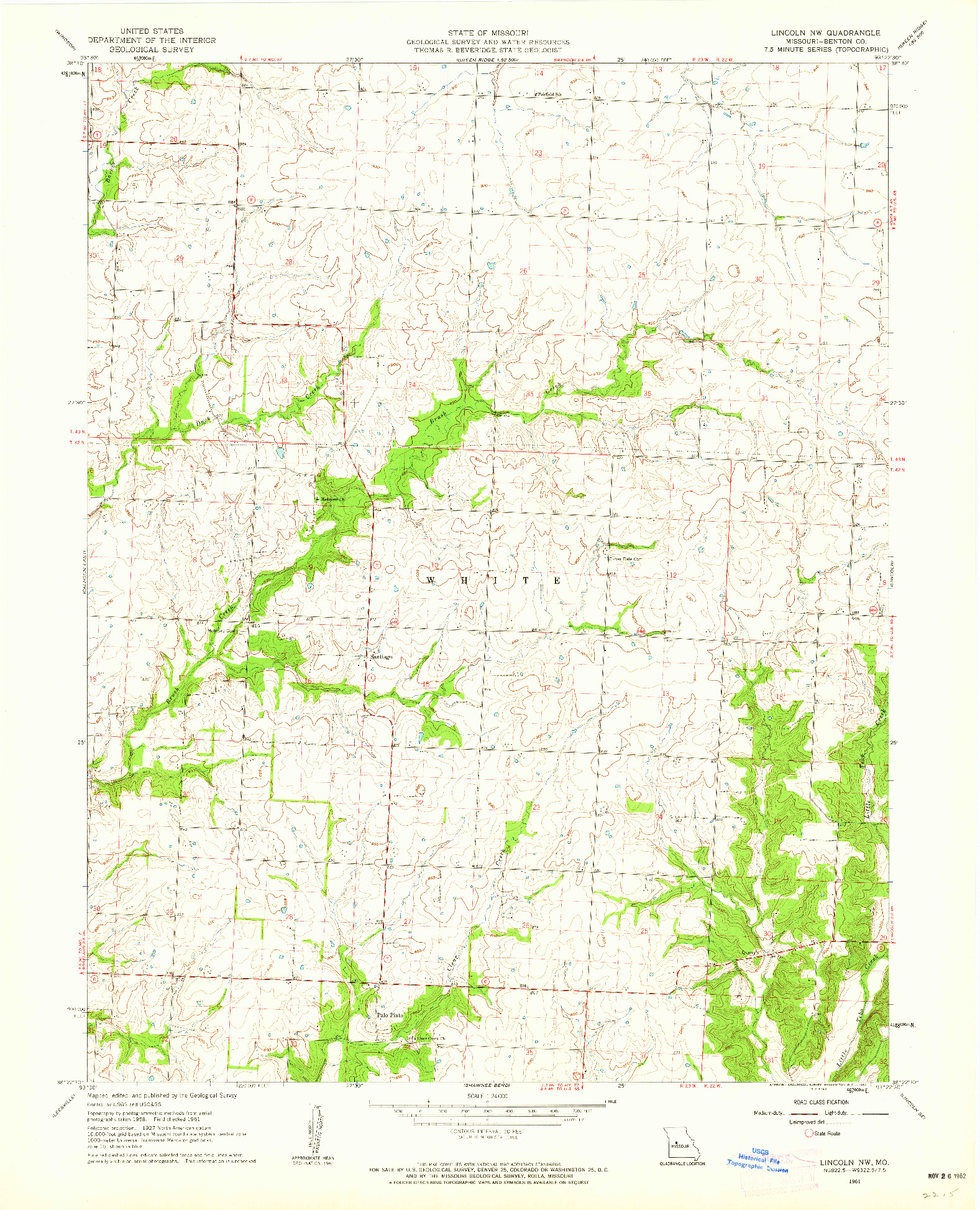 USGS 1:24000-SCALE QUADRANGLE FOR LINCOLN NW, MO 1961