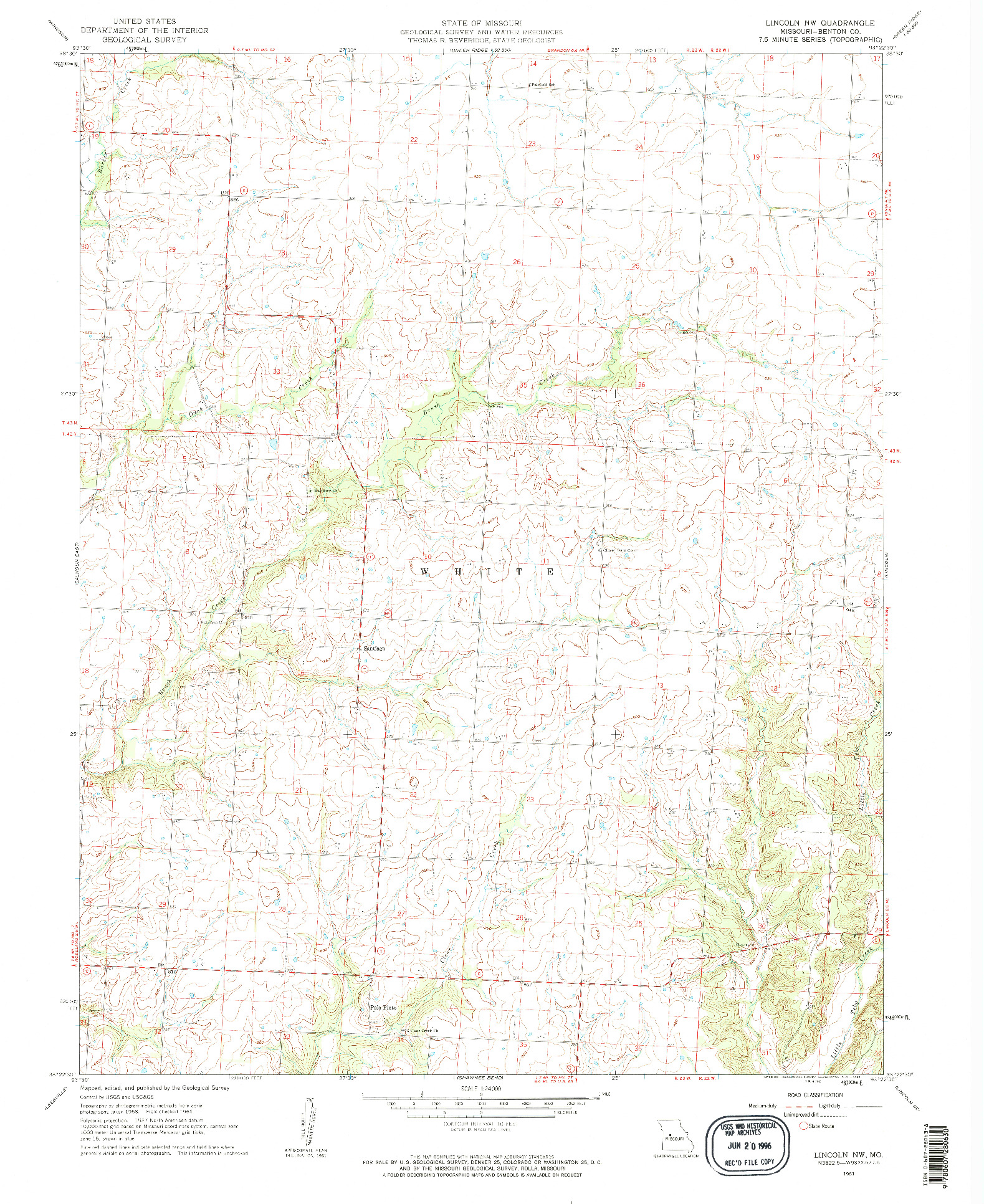 USGS 1:24000-SCALE QUADRANGLE FOR LINCOLN NW, MO 1961
